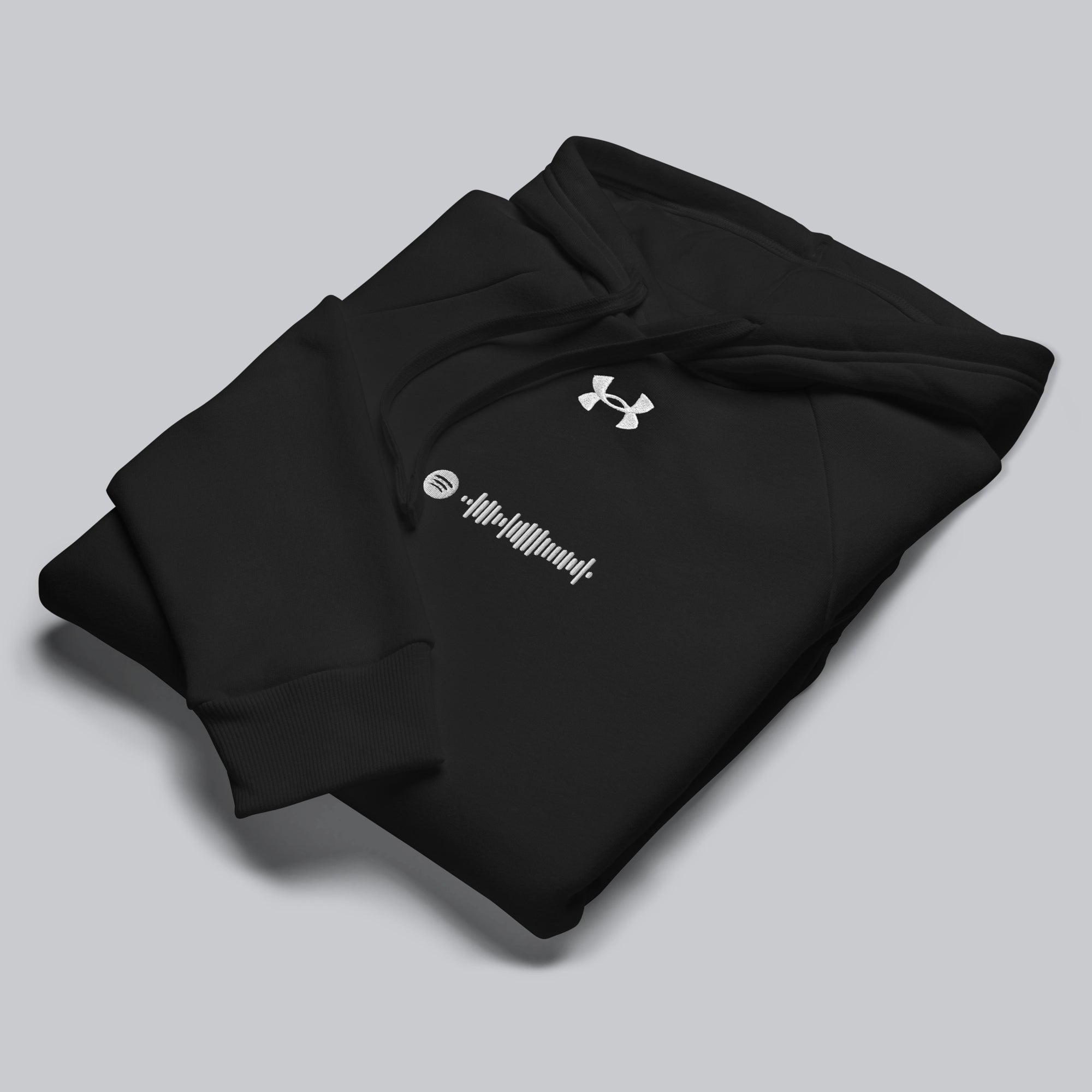 Under Armour Hoodie Black with Custom Music Code of your favorite song