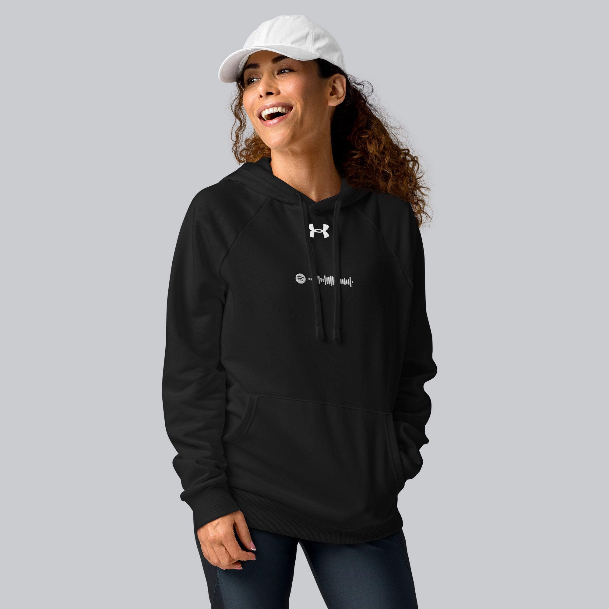 Under Armour Hoodie Black with Custom Music Code of your favorite song