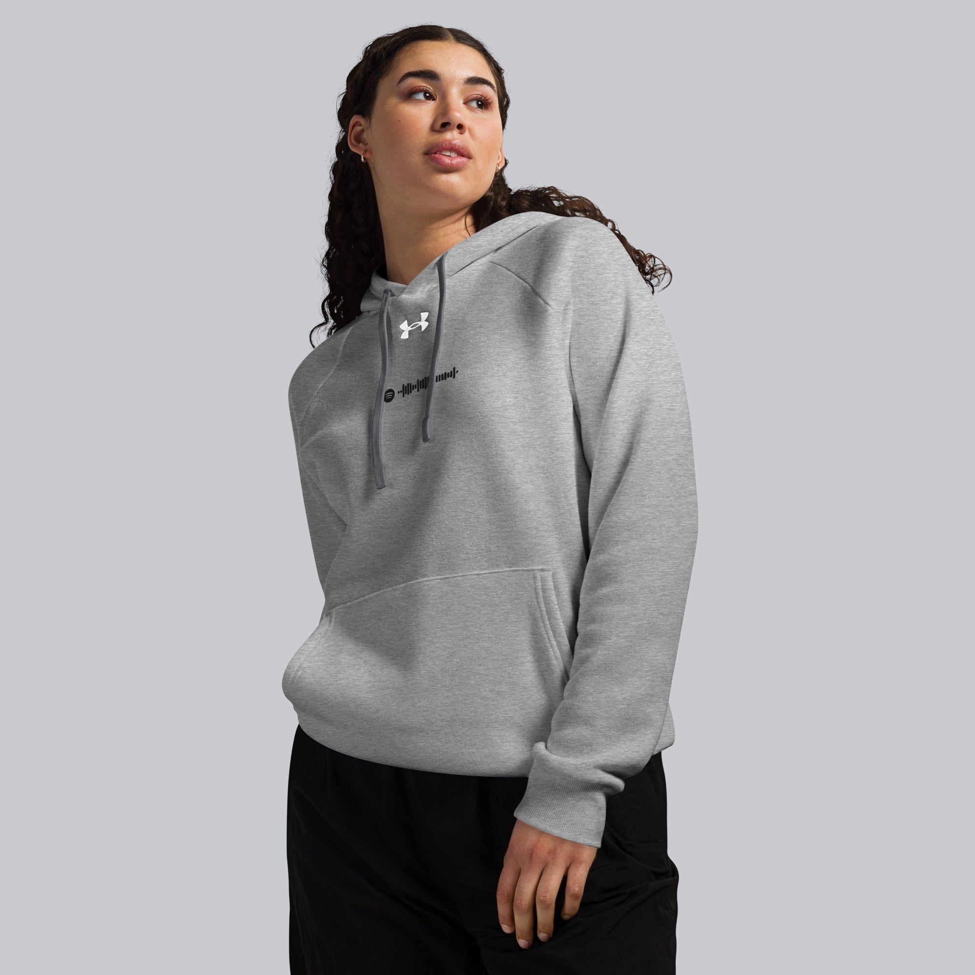Under Armour Hoodie Grey with Custom Music Code of your favorite song