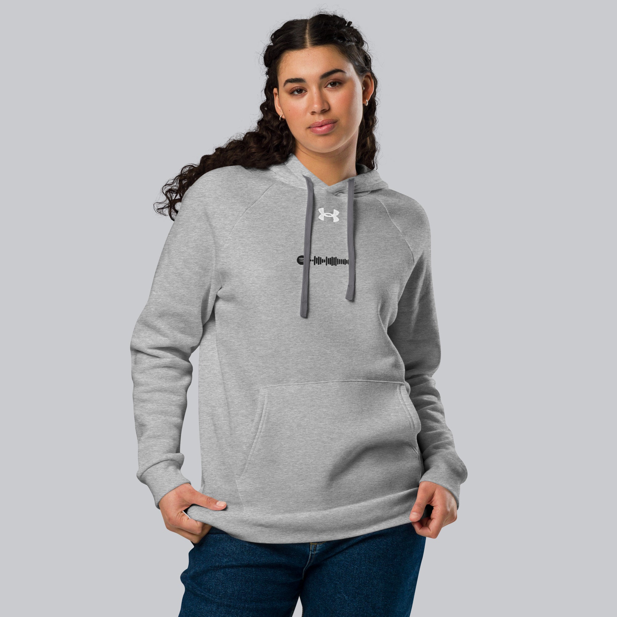 Under Armour Hoodie Grey with Custom Music Code of your favorite song