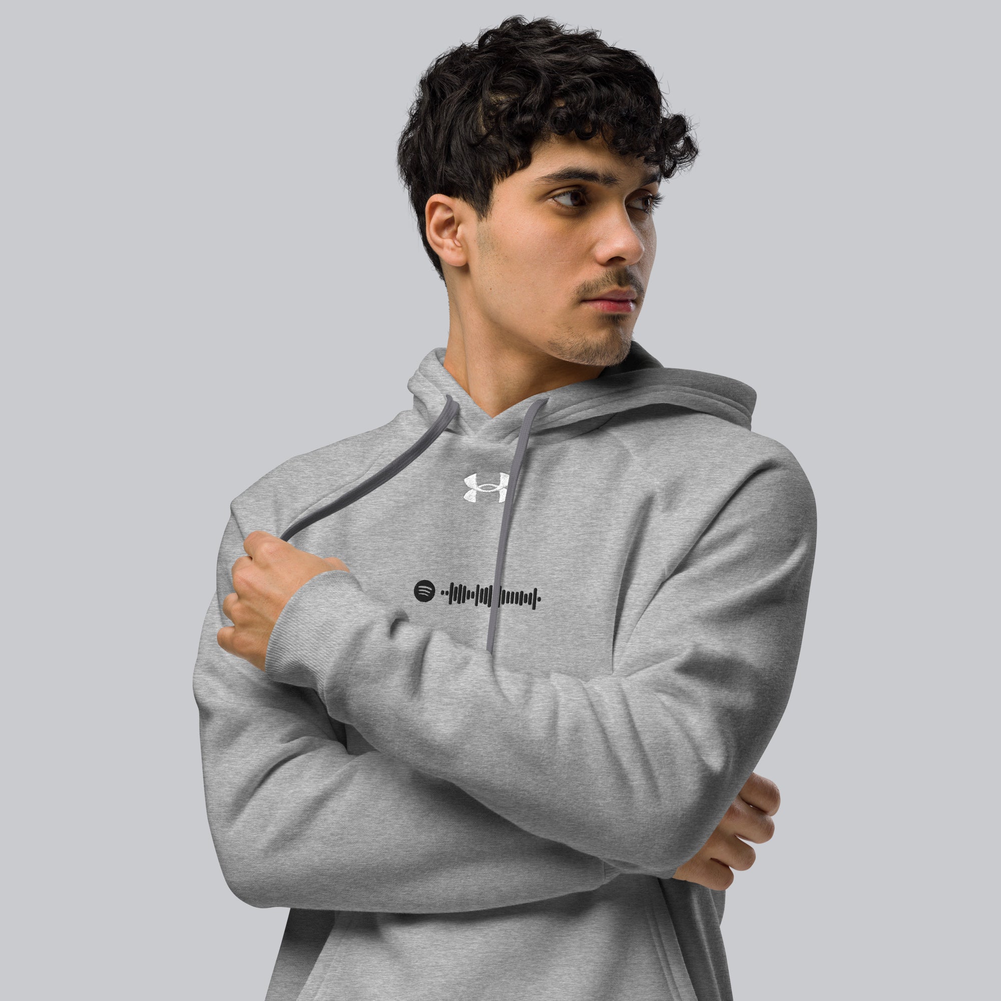 Under Armour Hoodie Grey with Custom Music Code of your favorite song