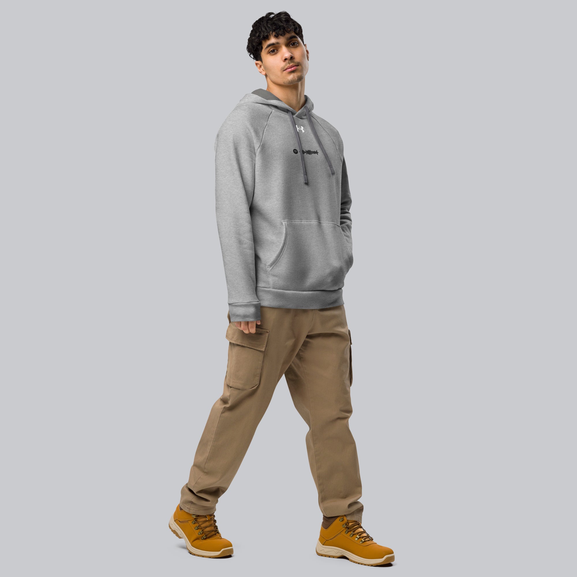 Under Armour Hoodie Grey with Custom Music Code of your favorite song