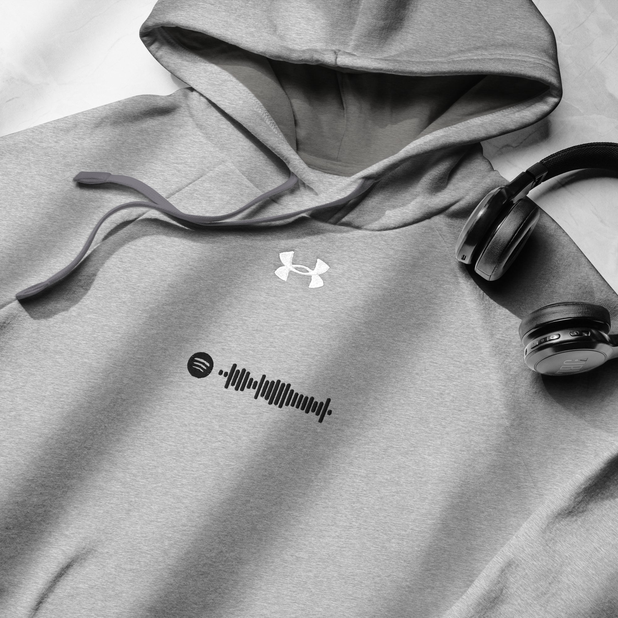 Under Armour Hoodie Grey with Custom Music Code of your favorite song