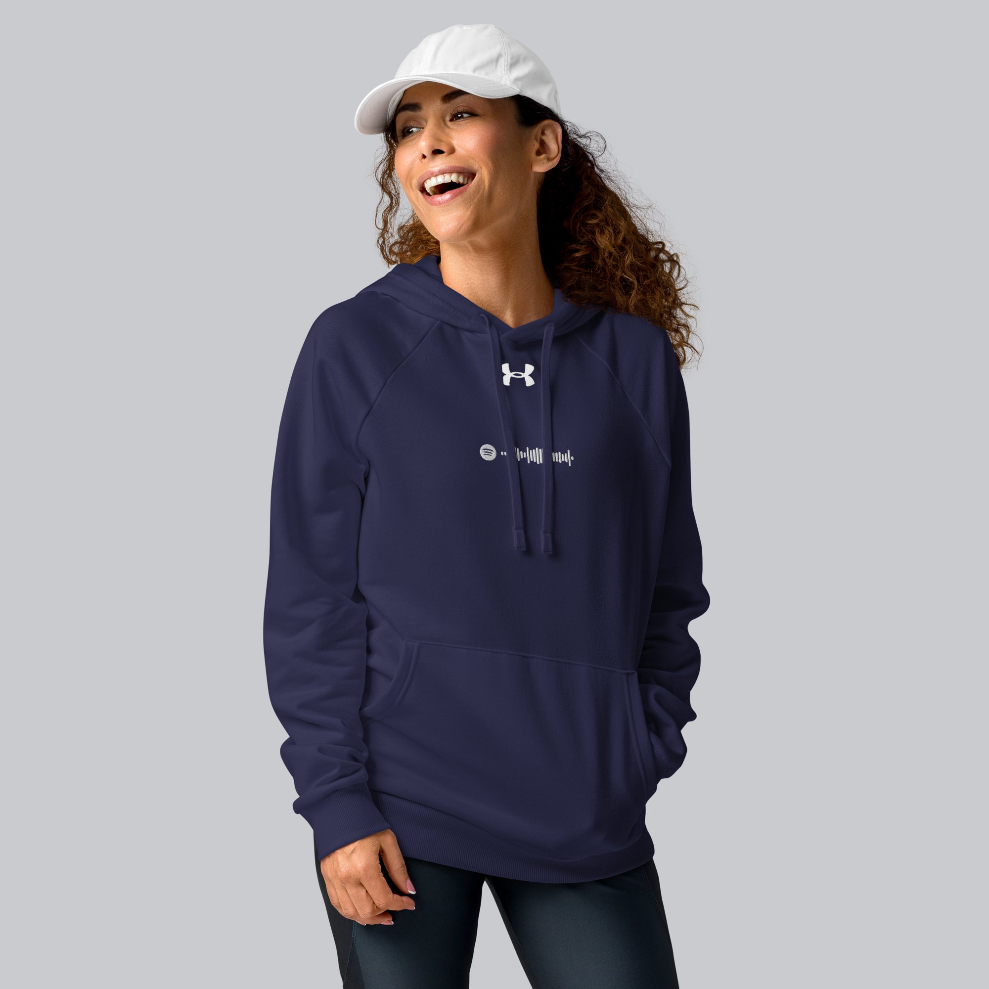 Under Armour Hoodie Navy with Custom Music Code of your favorite song