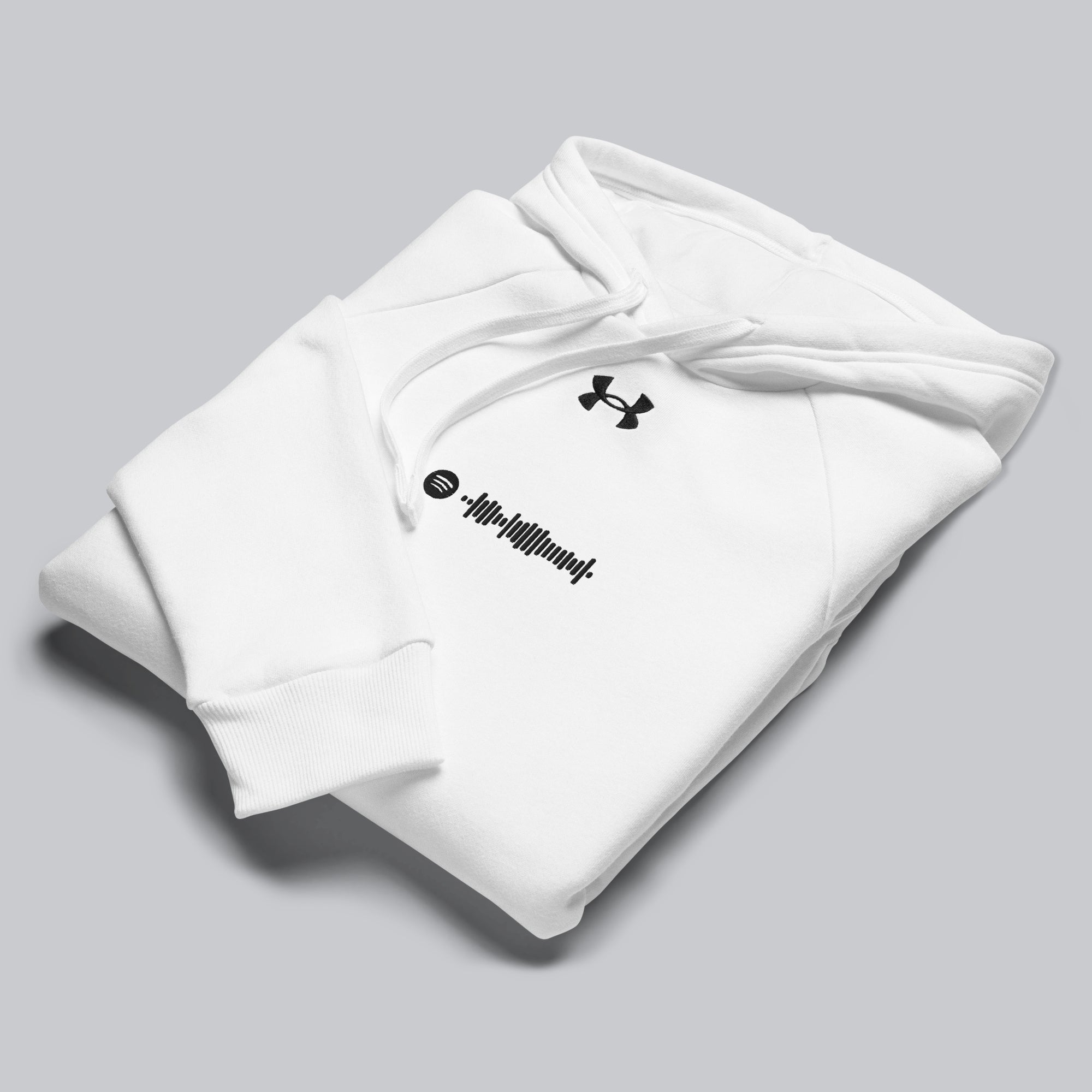 Under Armour Hoodie White with Custom Music Code of your favorite song