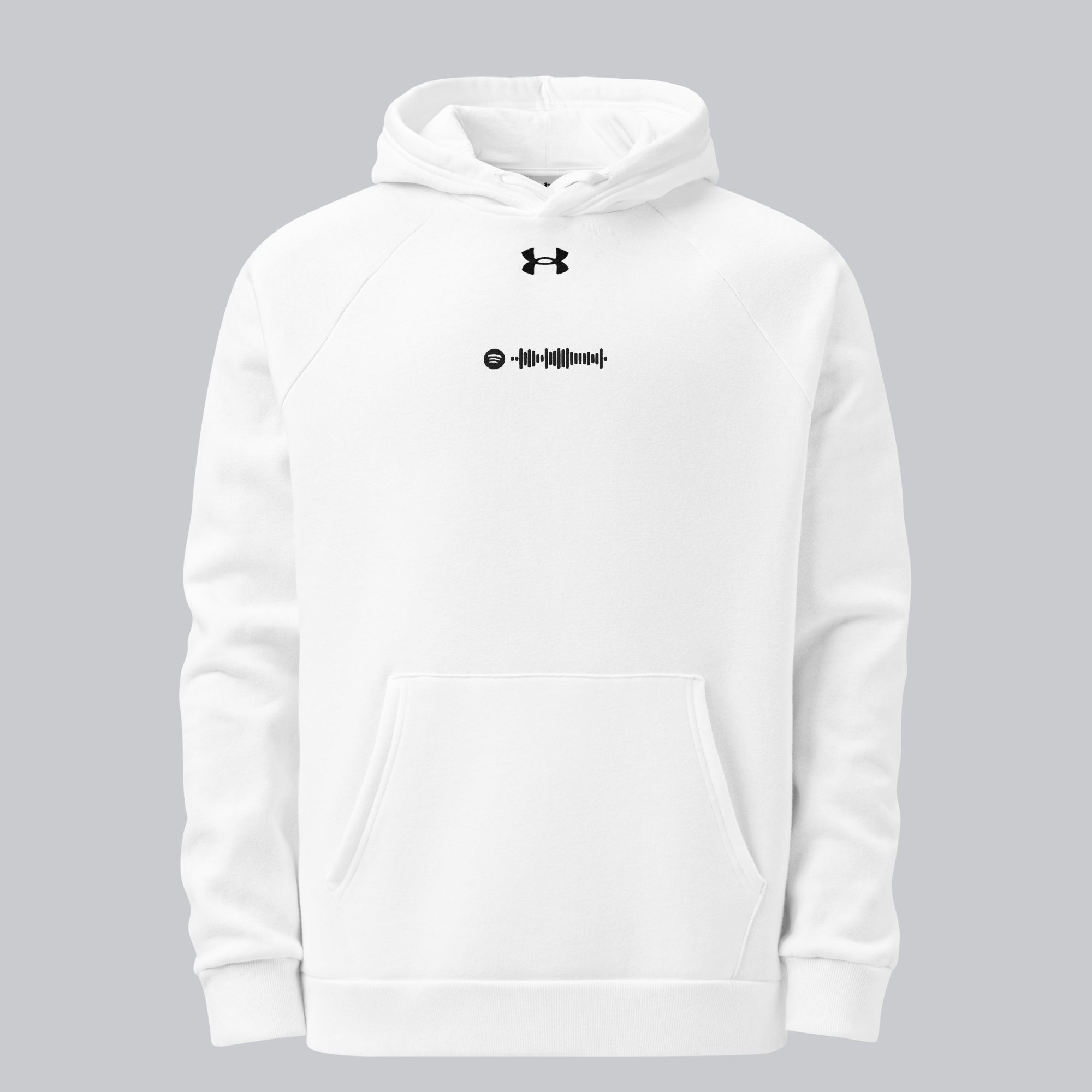Under Armour Hoodie White with Custom Music Code of your favorite song