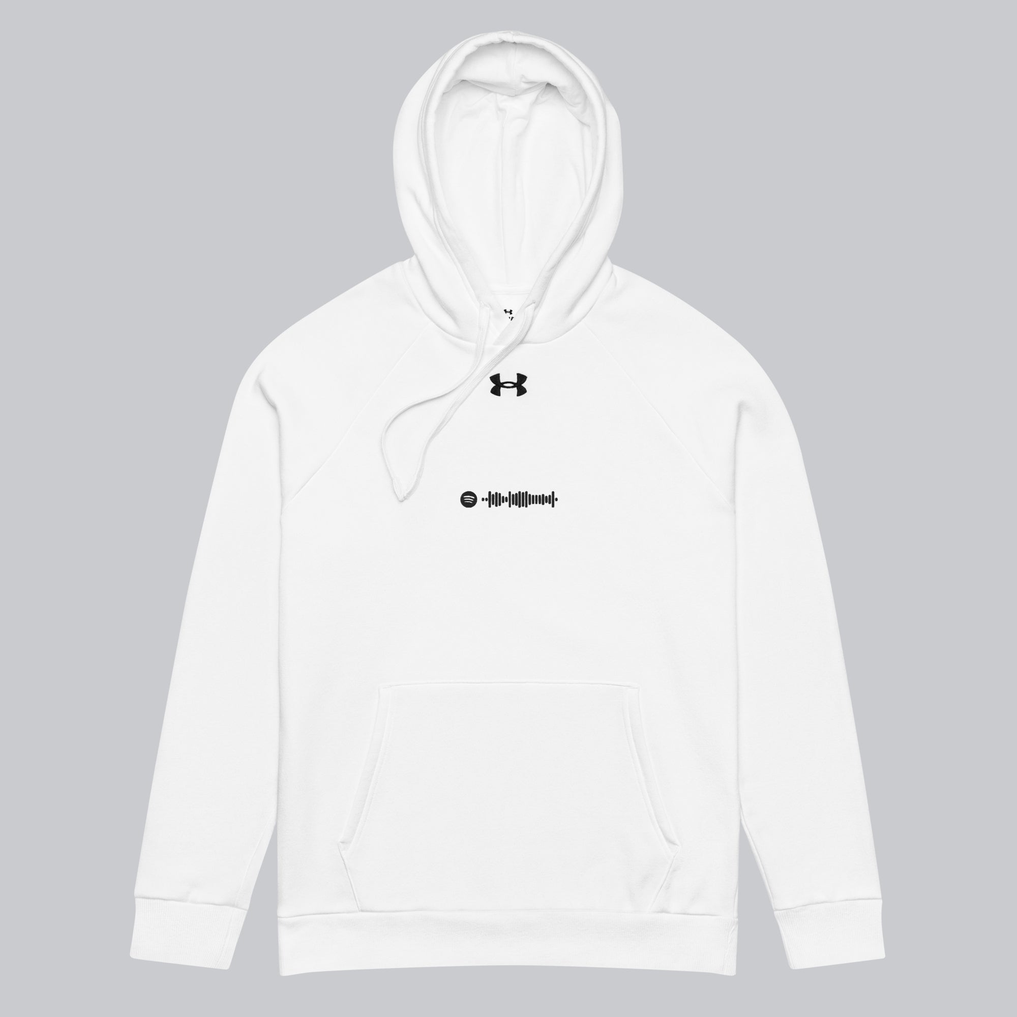 Under Armour Hoodie White with Custom Music Code of your favorite song