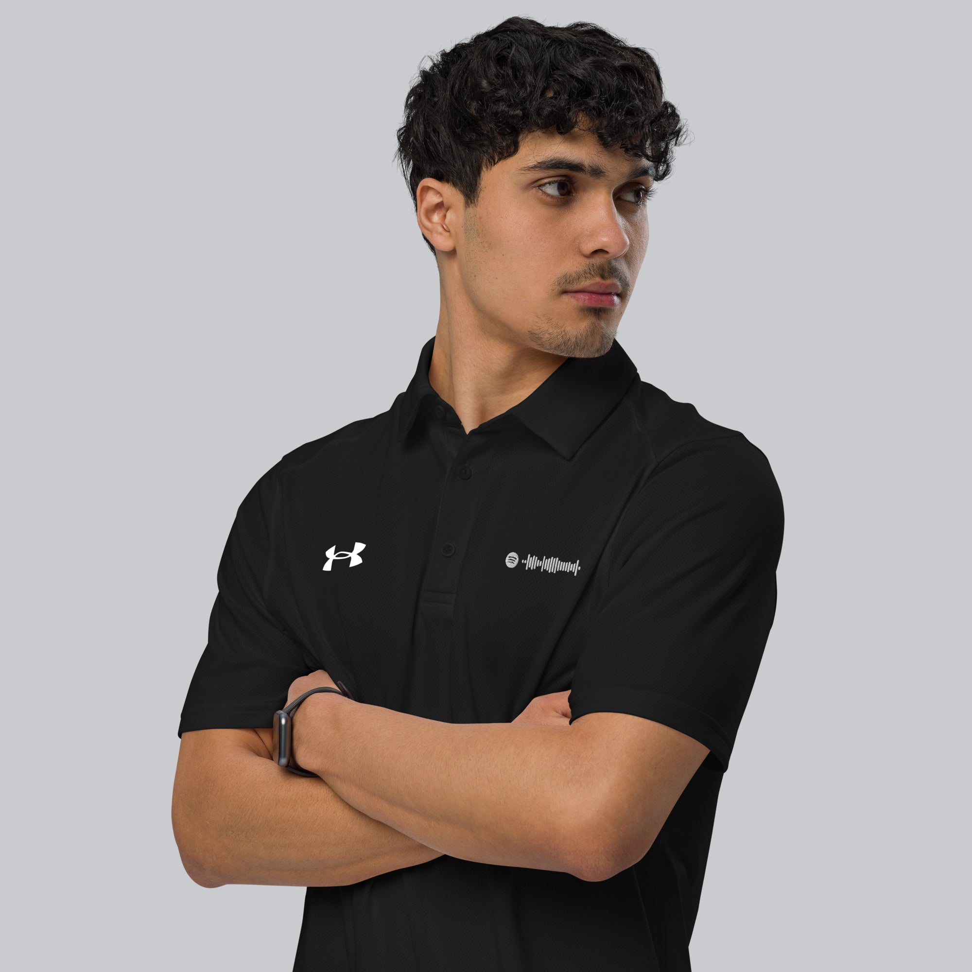 Under Armour Polo Shirt Men Black with Custom Music Code