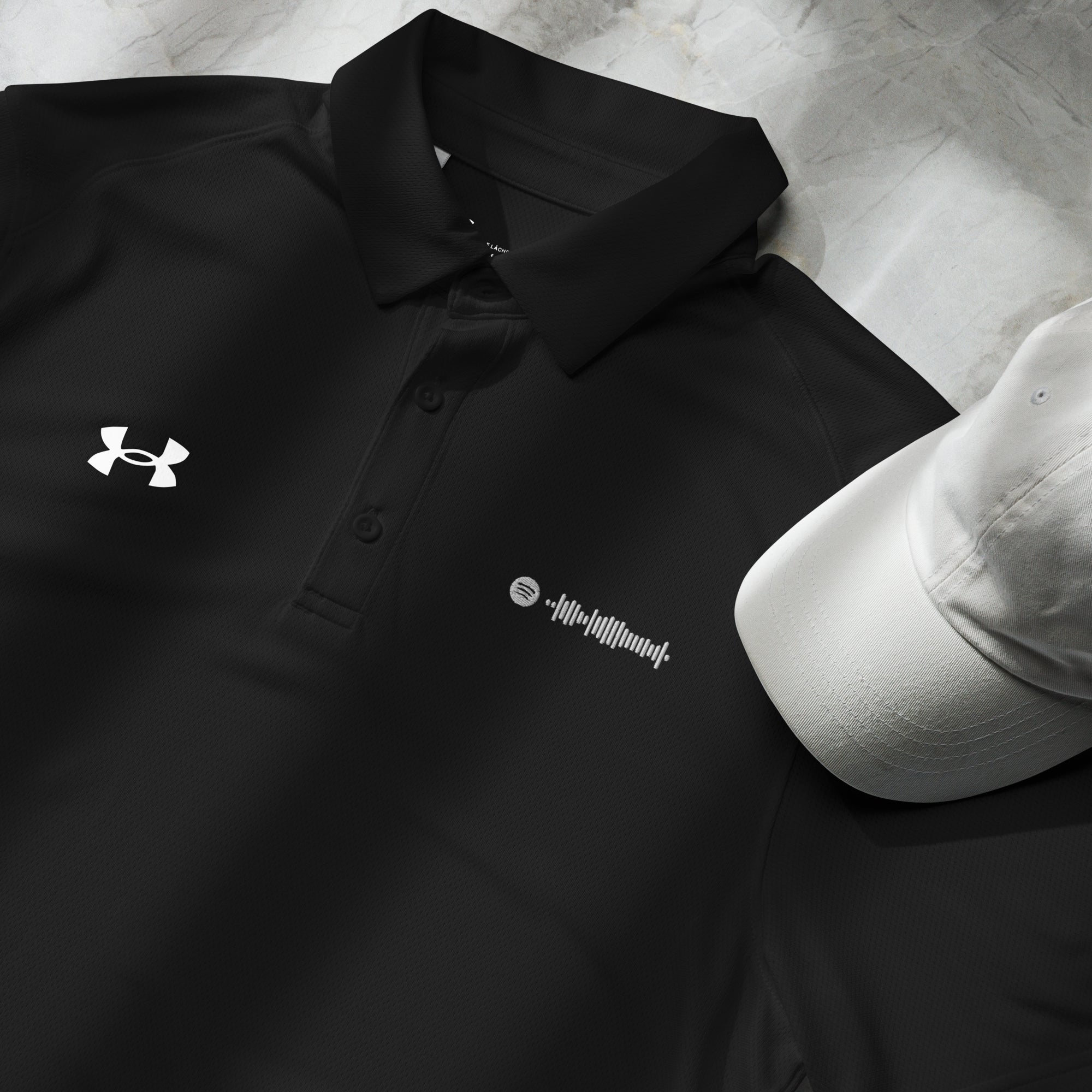 Under Armour Polo Shirt Men Black with Custom Music Code