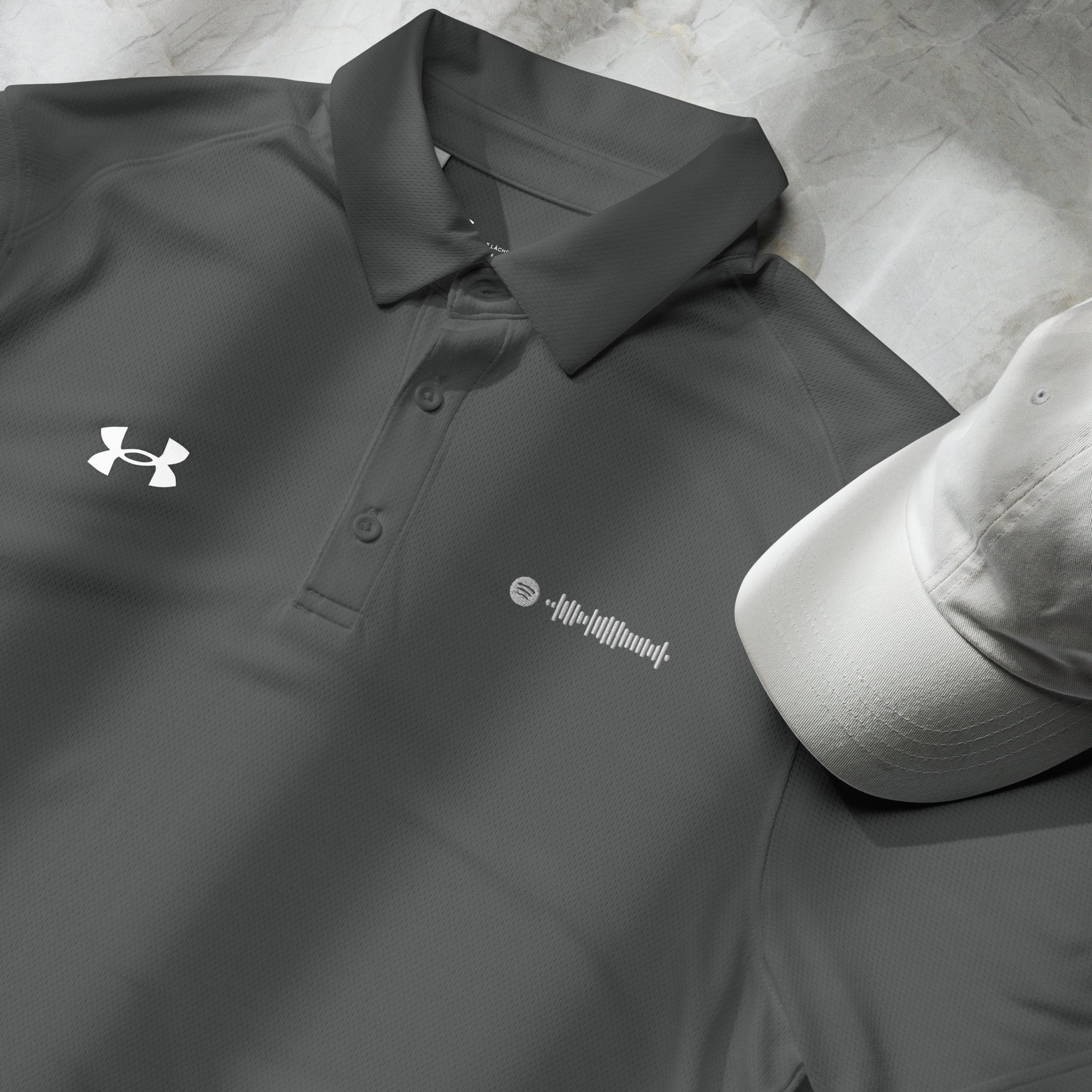 Under Armour Polo Shirt Men Grey with Custom Music Code