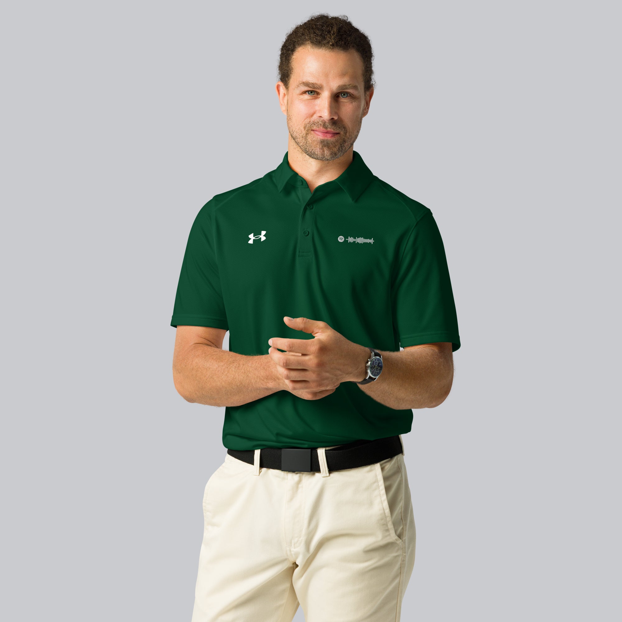 Under Armour Polo Shirt Men Green with Custom Music Code