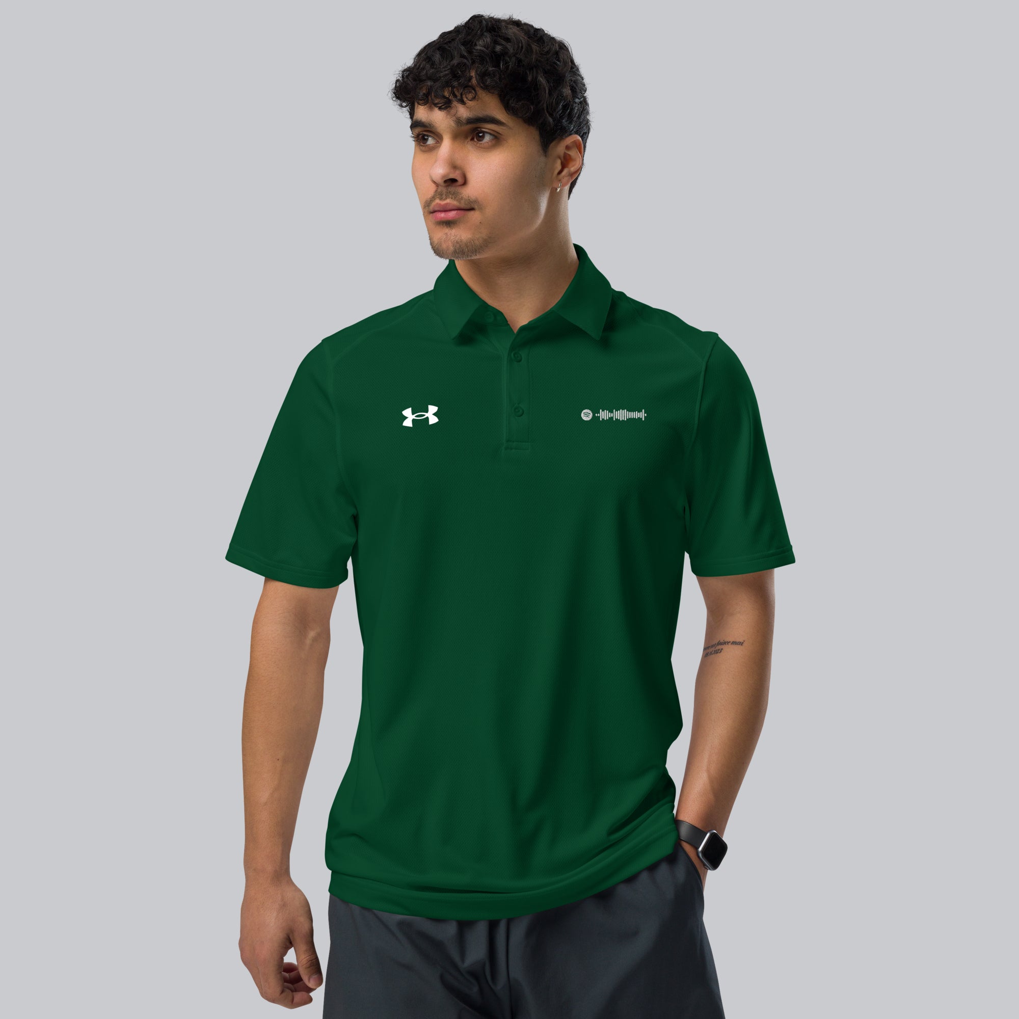 Under Armour Polo Shirt Men Green with Custom Music Code