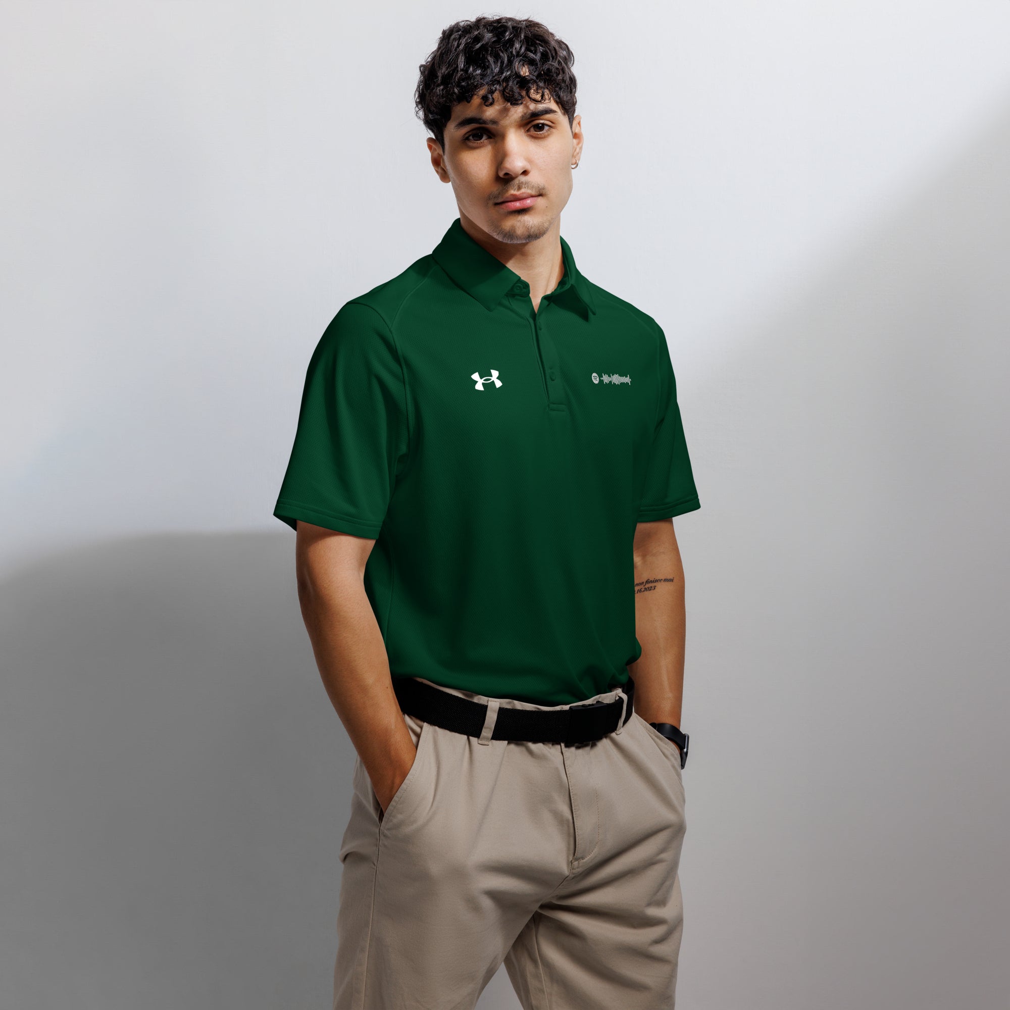 Under Armour Polo Shirt Men Green with Custom Music Code