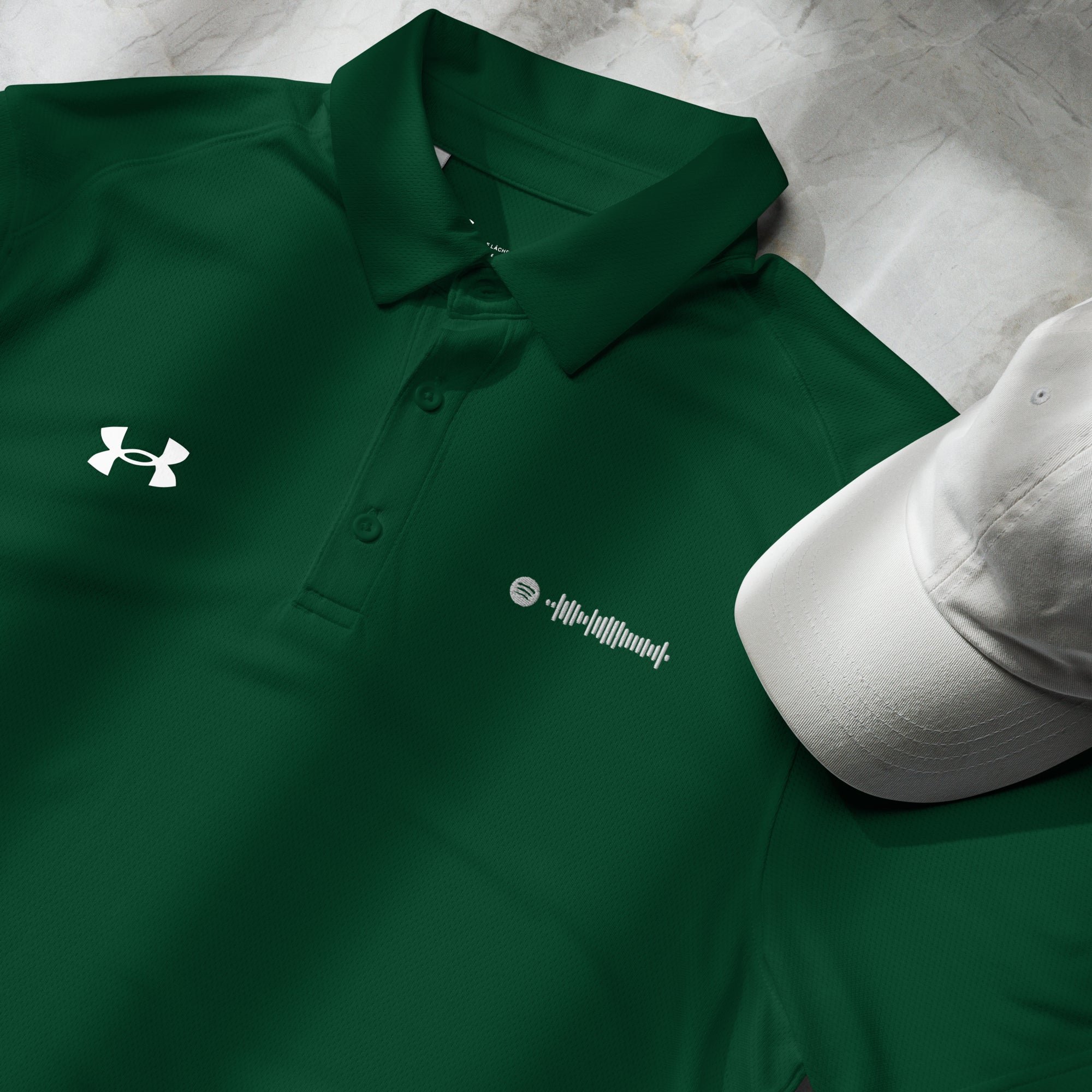 Under Armour Polo Shirt Men Green with Custom Music Code