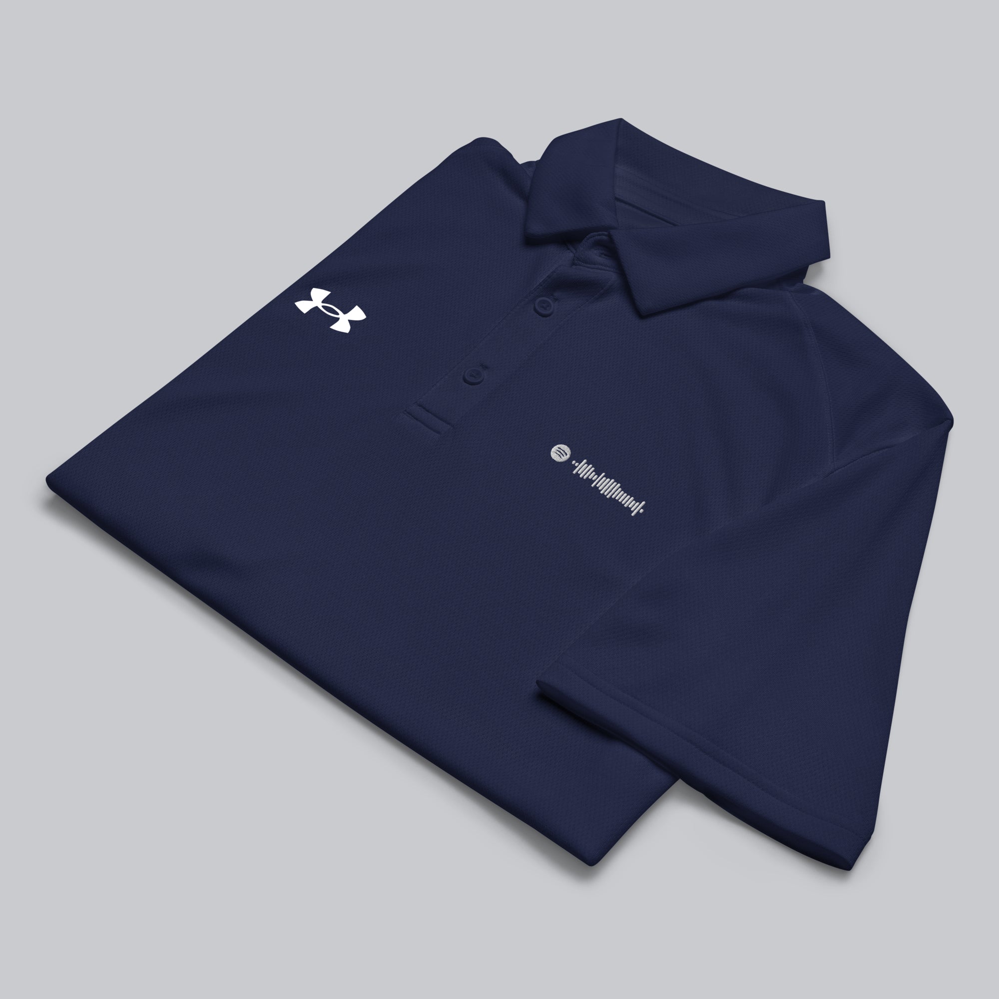 Under Armour Polo Shirt Men Navy with Custom Music Code