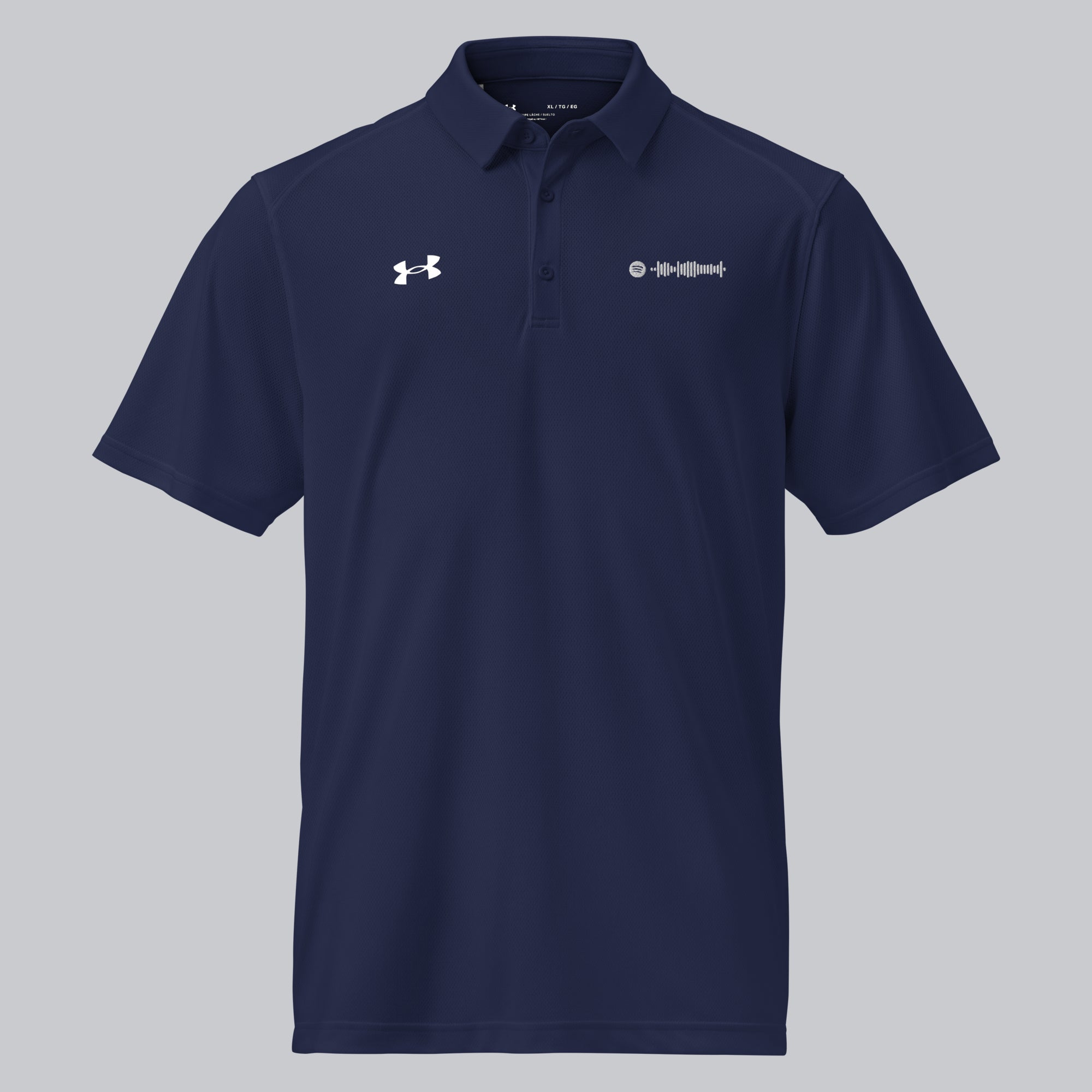 Under Armour Polo Shirt Men Navy with Custom Music Code