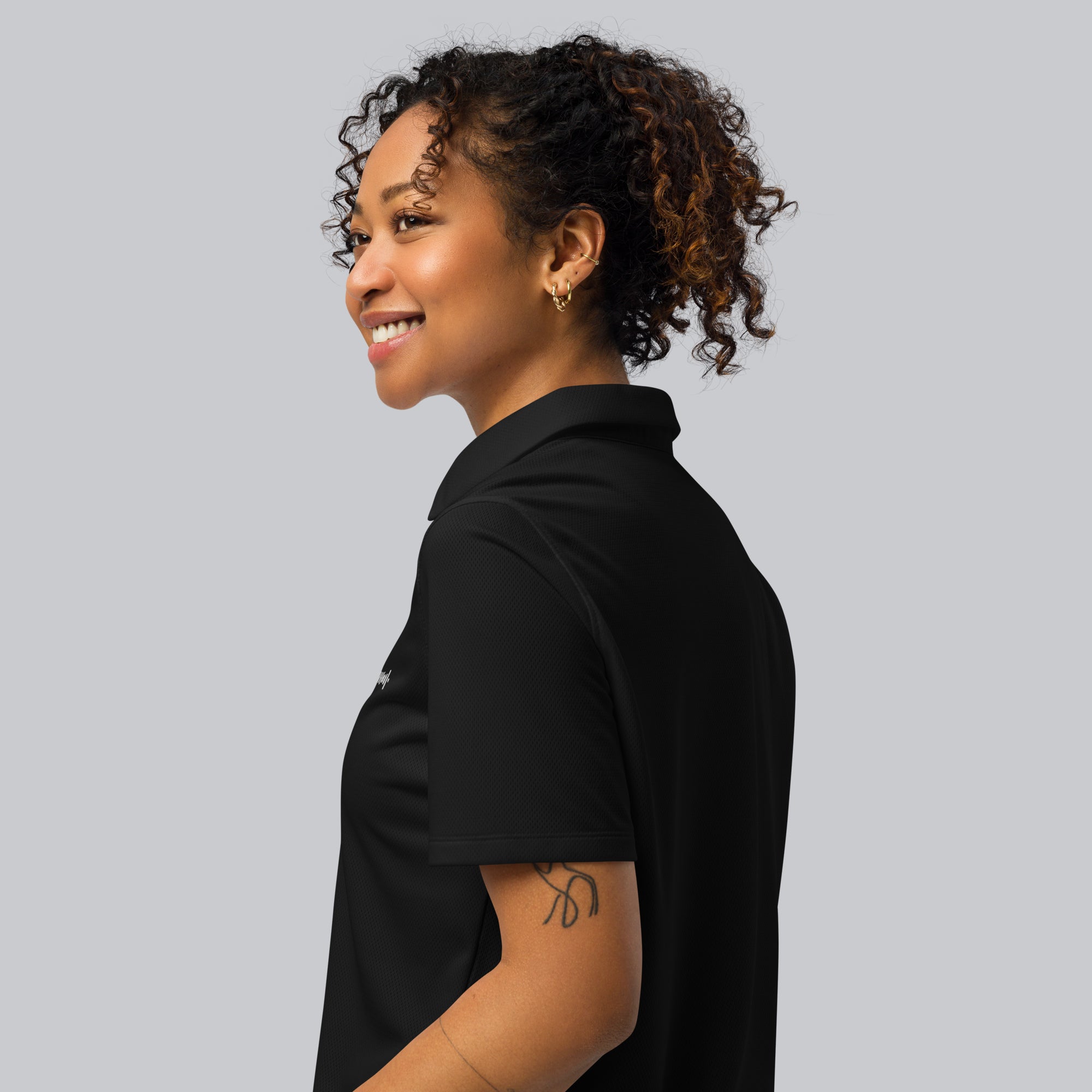 Under Armour Polo Shirt Women Black with Custom Music Code