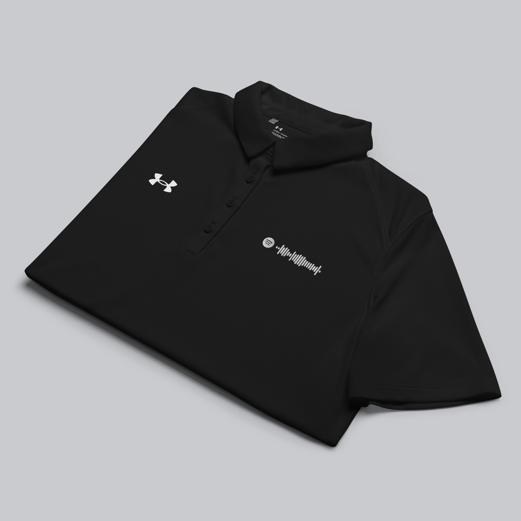 Under Armour Polo Shirt Women Black with Custom Music Code