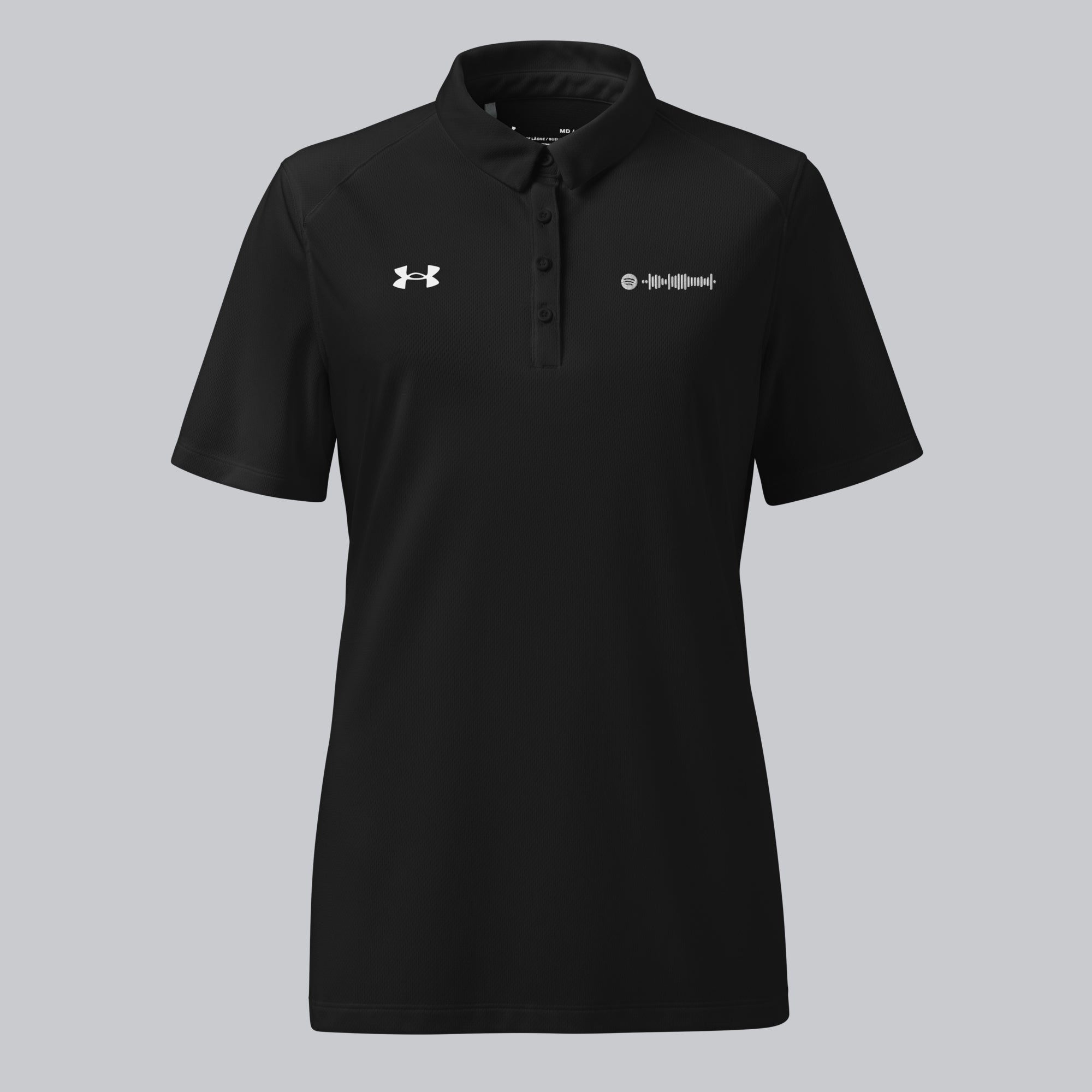 Under Armour Polo Shirt Women Black with Custom Music Code
