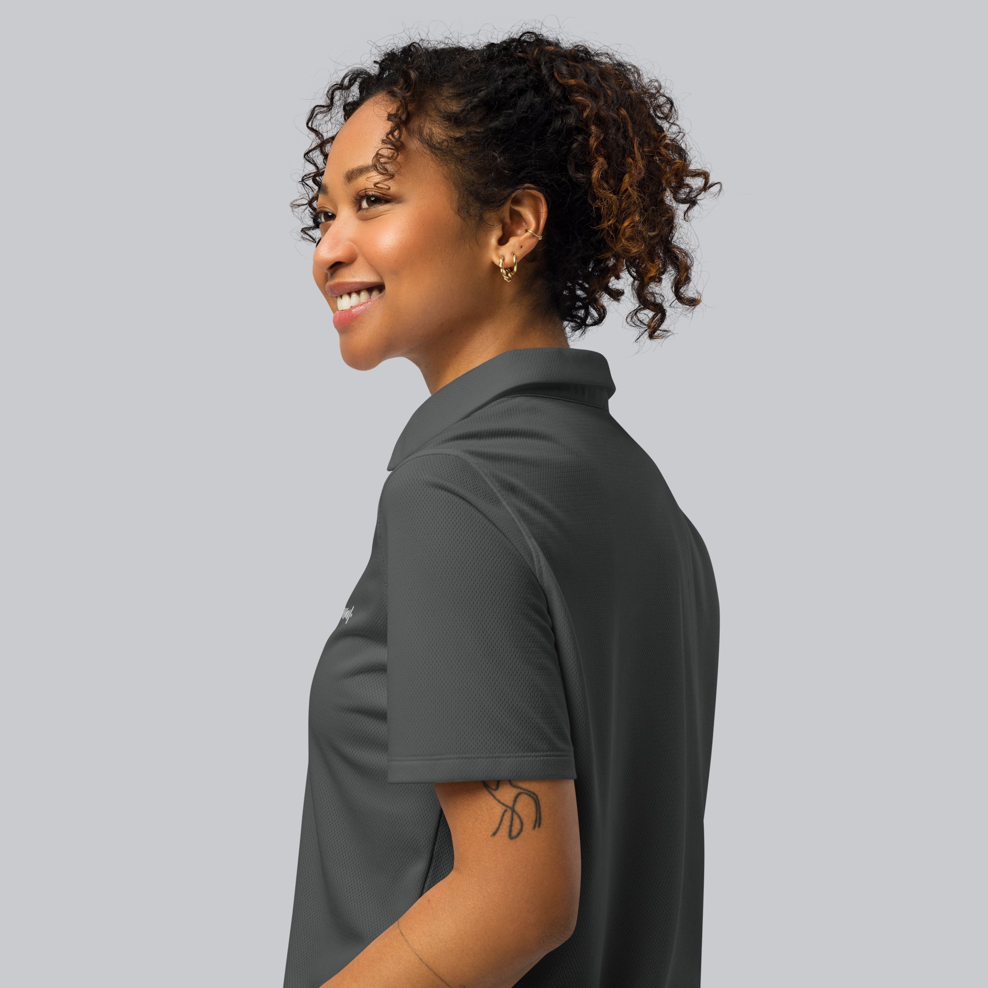 Under Armour Polo Shirt Women Grey with Custom Music Code