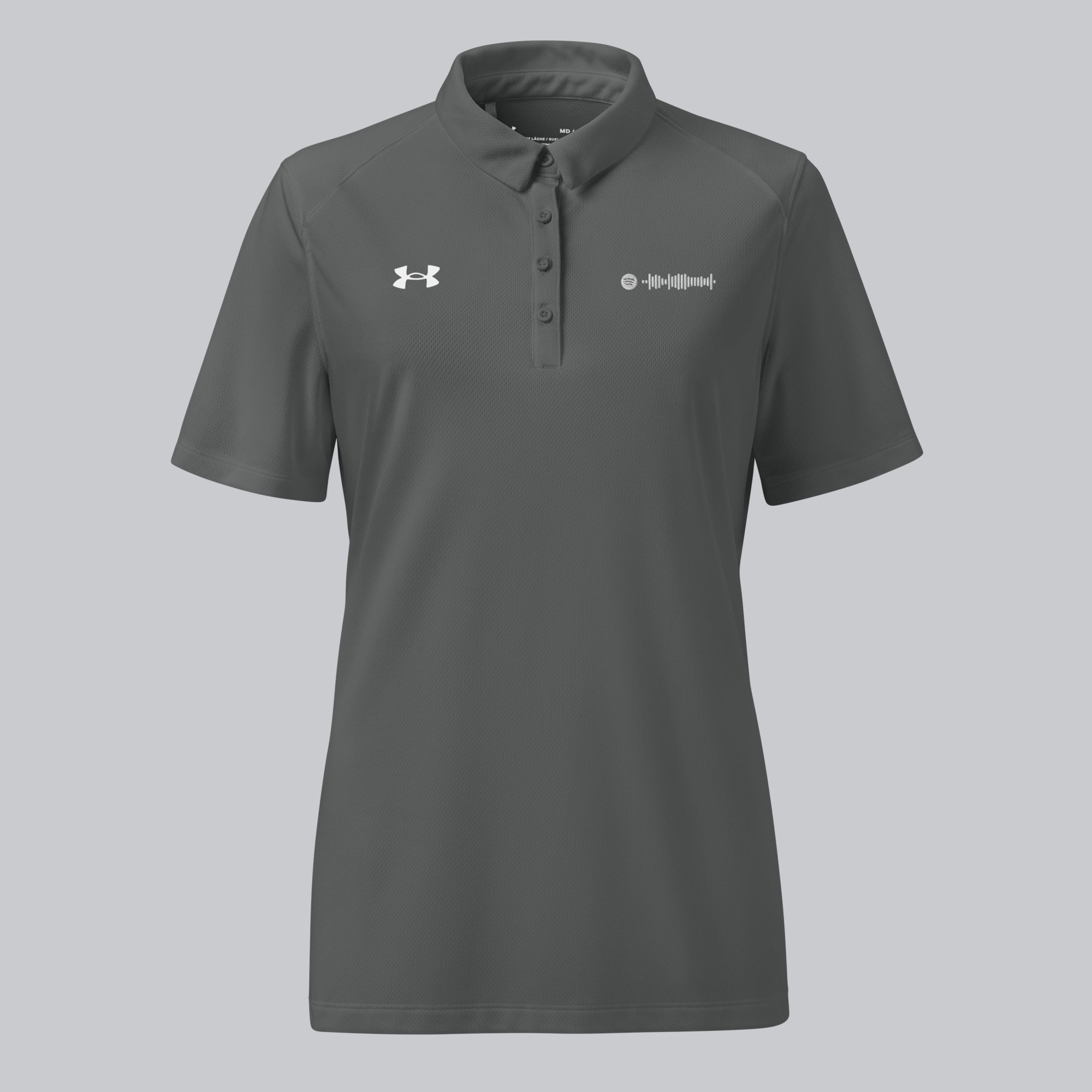 Under Armour Polo Shirt Women Grey with Custom Music Code