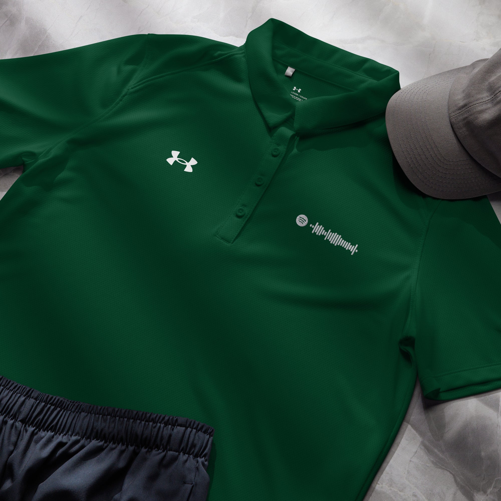 Under Armour Polo Shirt Women Green with Custom Music Code