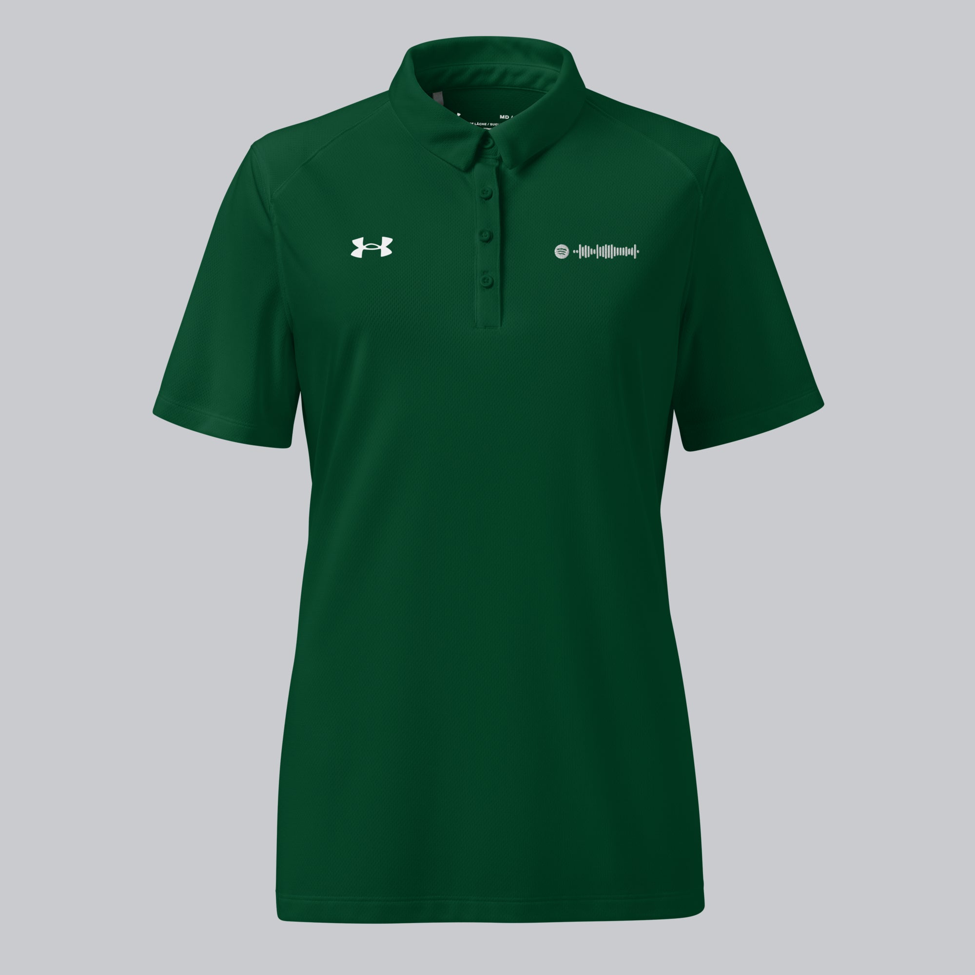 Under Armour Polo Shirt Women Green with Custom Music Code