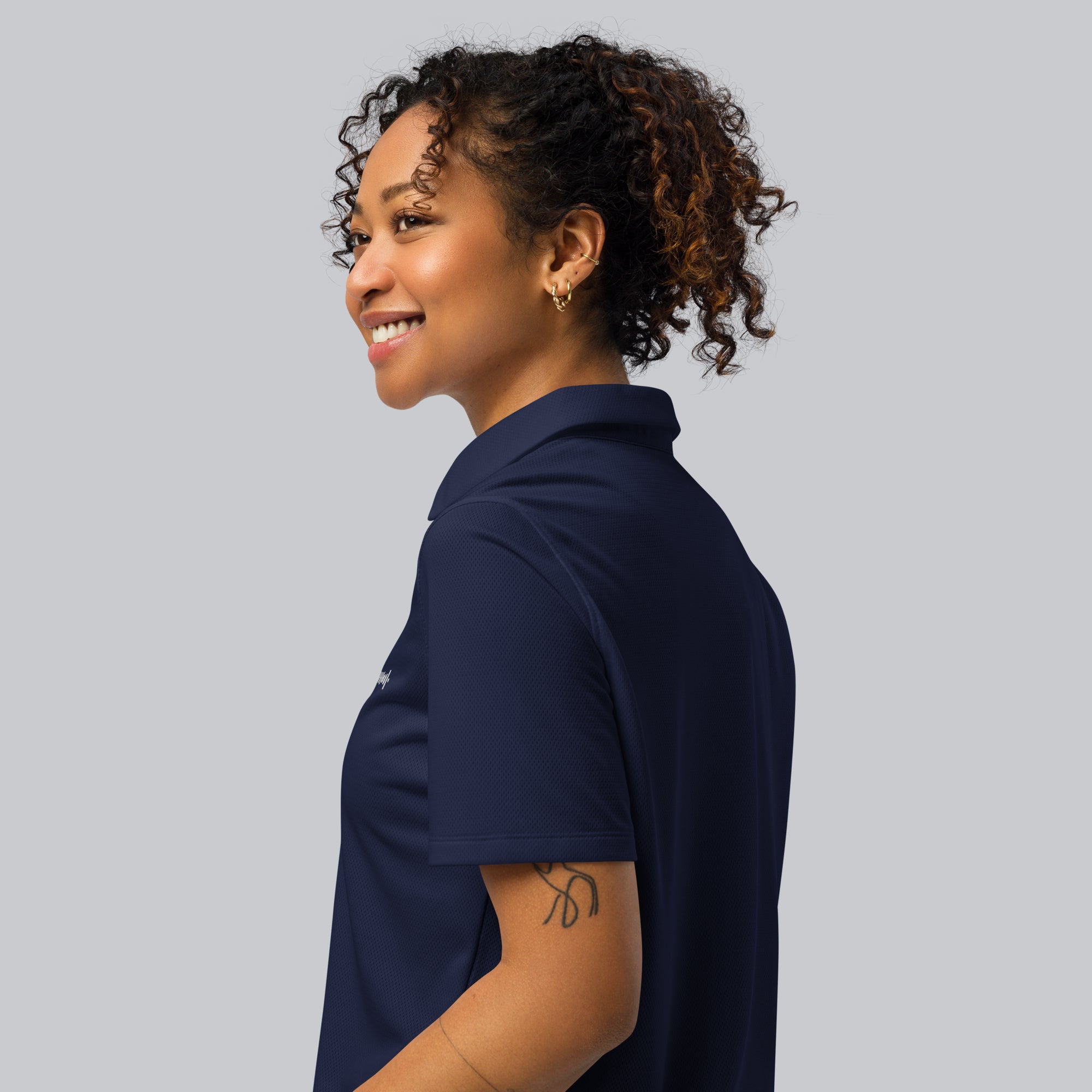 Under Armour Polo Shirt Women Navy with Custom Music Code