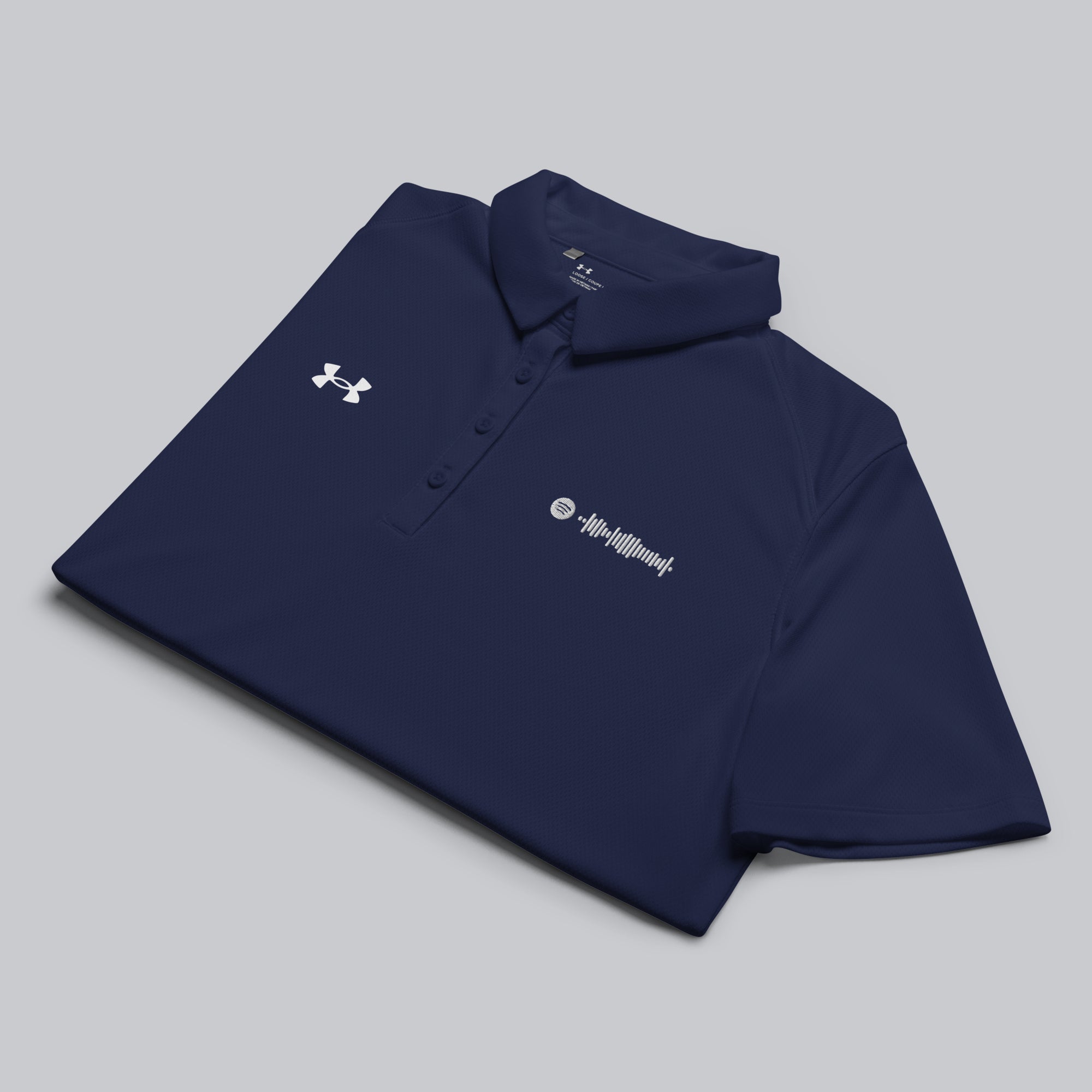 Under Armour Polo Shirt Women Navy with Custom Music Code