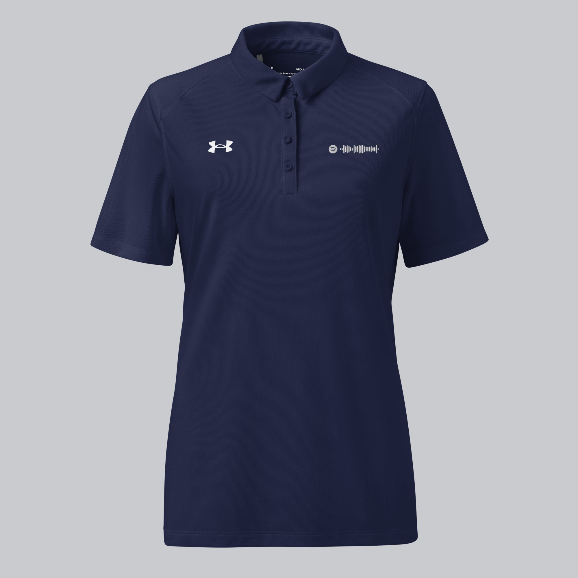 Under Armour Polo Shirt Women Navy with Custom Music Code