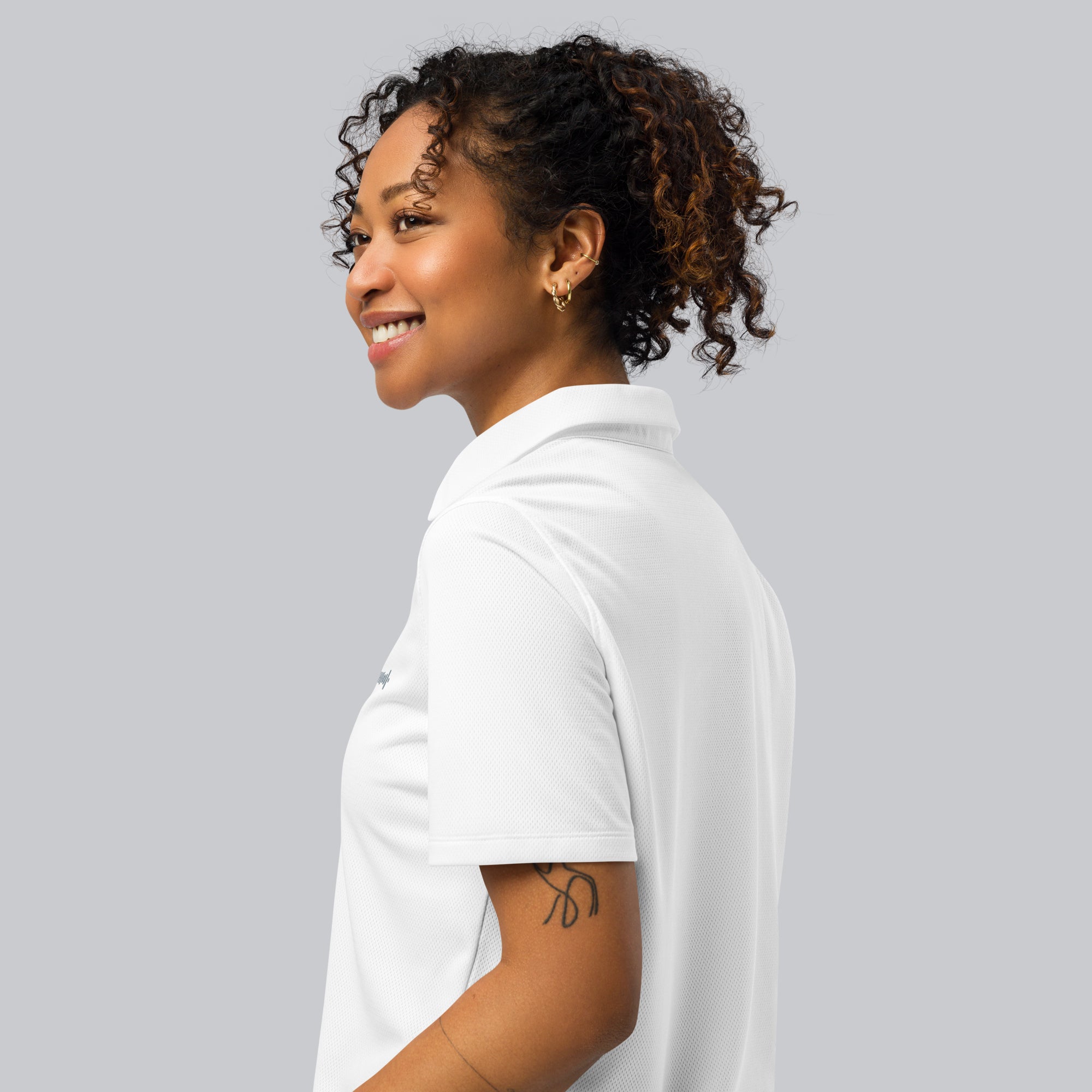 Under Armour Polo Shirt Women White with Custom Music Code