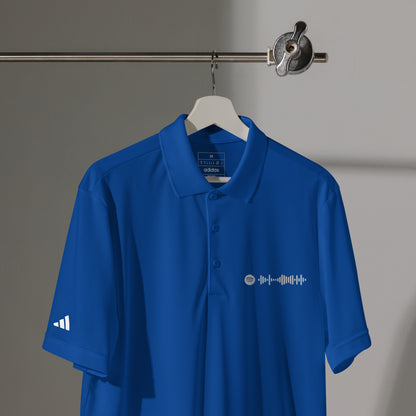 Adidas Unisex Polo Shirt Blue with embroidered custom Music Code of your favorite song