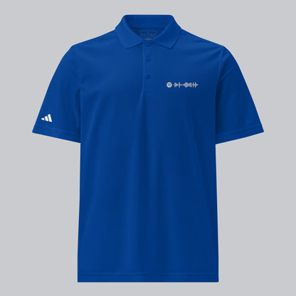 Adidas Unisex Polo Shirt Blue with embroidered custom Music Code of your favorite song