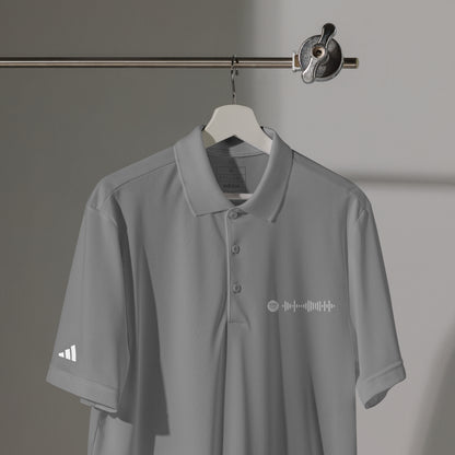Adidas Unisex Polo Shirt Grey with embroidered custom Music Code of your favorite song