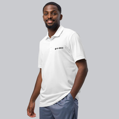 Adidas Unisex Polo Shirt White with embroidered custom Music Code of your favorite song