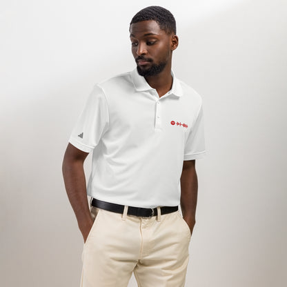Adidas Unisex Polo Shirt White with embroidered custom Music Code of your favorite song