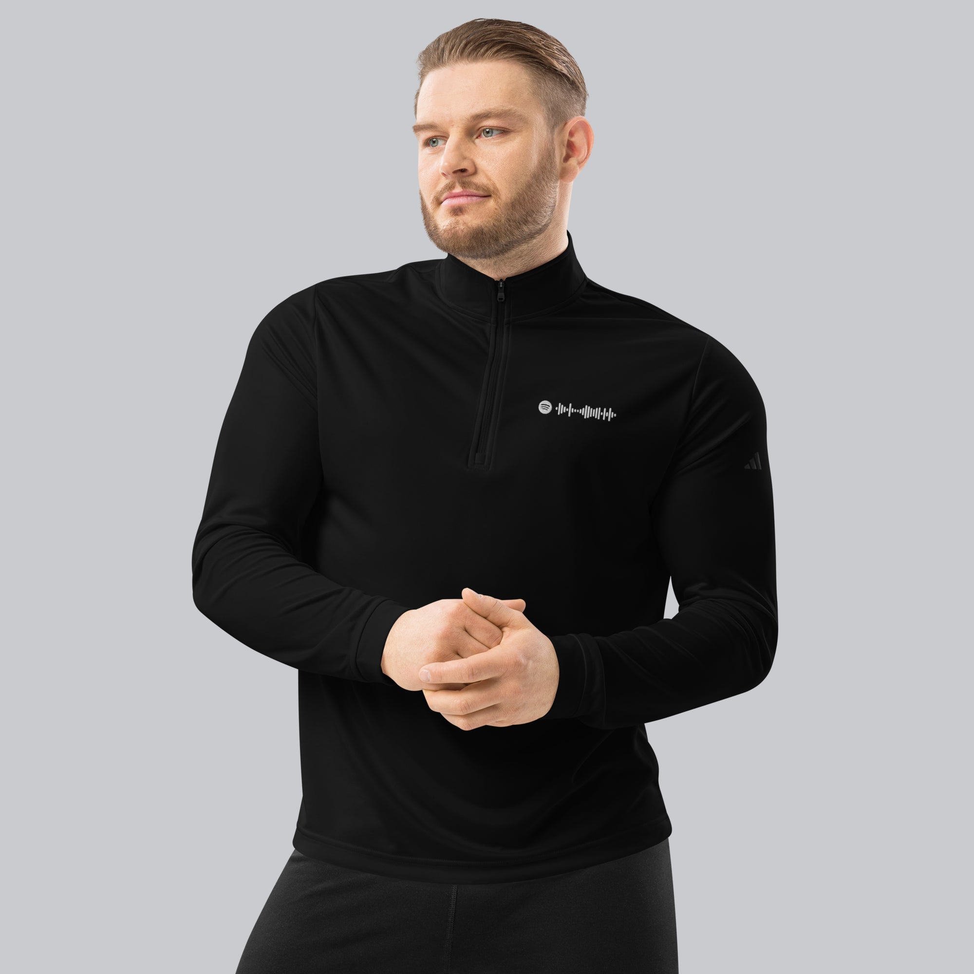 Adidas Zip Sweather Black with custom Music Code of your favorite song
