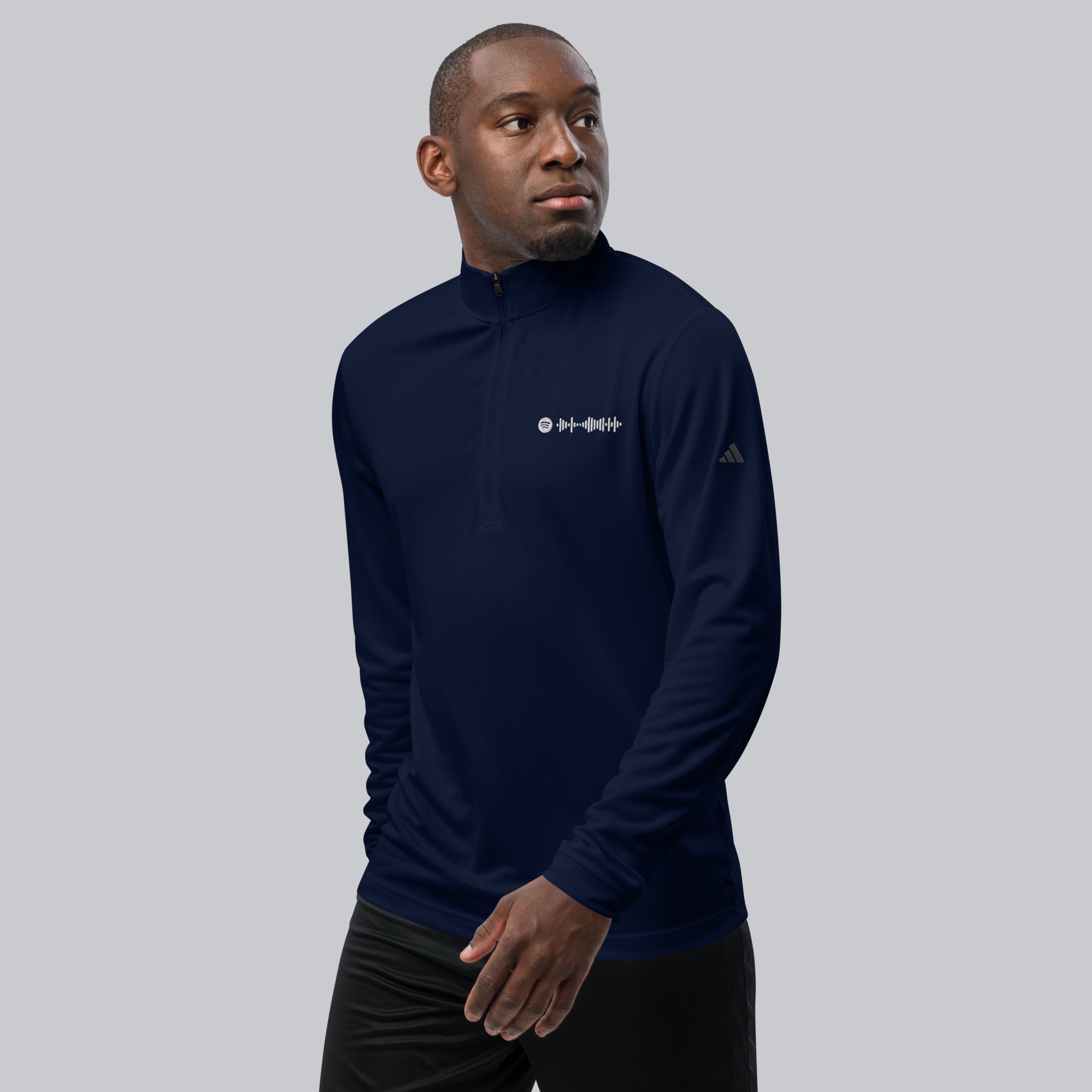 Adidas Zip Sweather Navy with custom Music Code of your favorite song