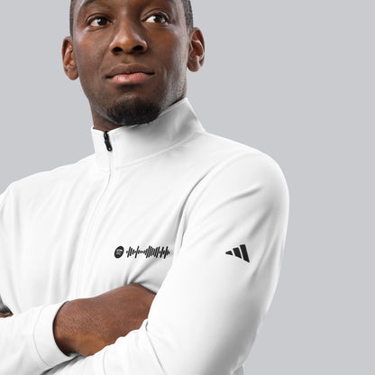 Adidas Zip Sweather White with custom Music Code of your favorite song