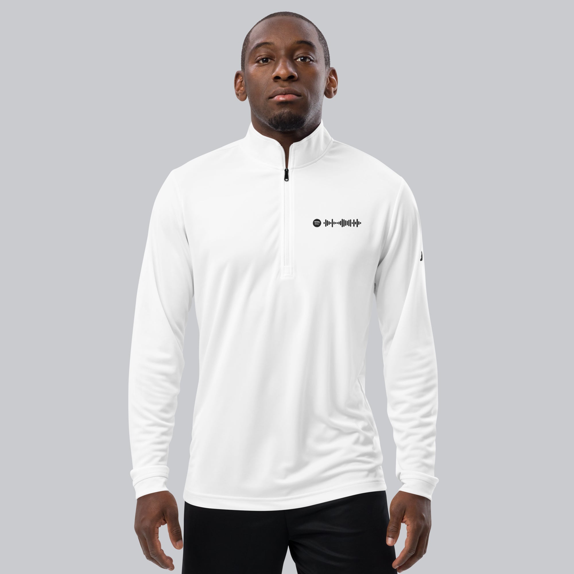 Adidas Zip Sweather White with custom Music Code of your favorite song