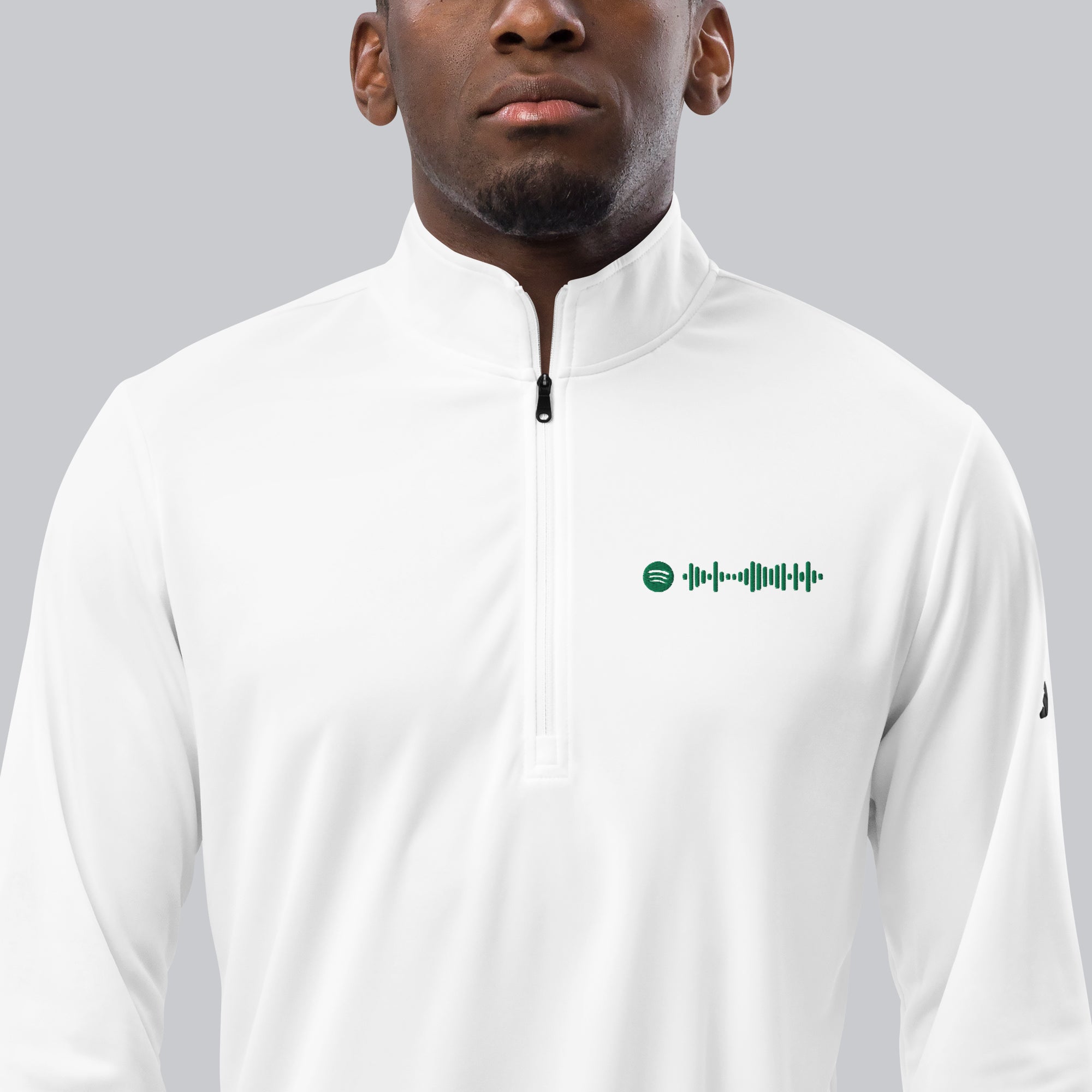 Adidas Zip Sweather White with custom Music Code of your favorite song