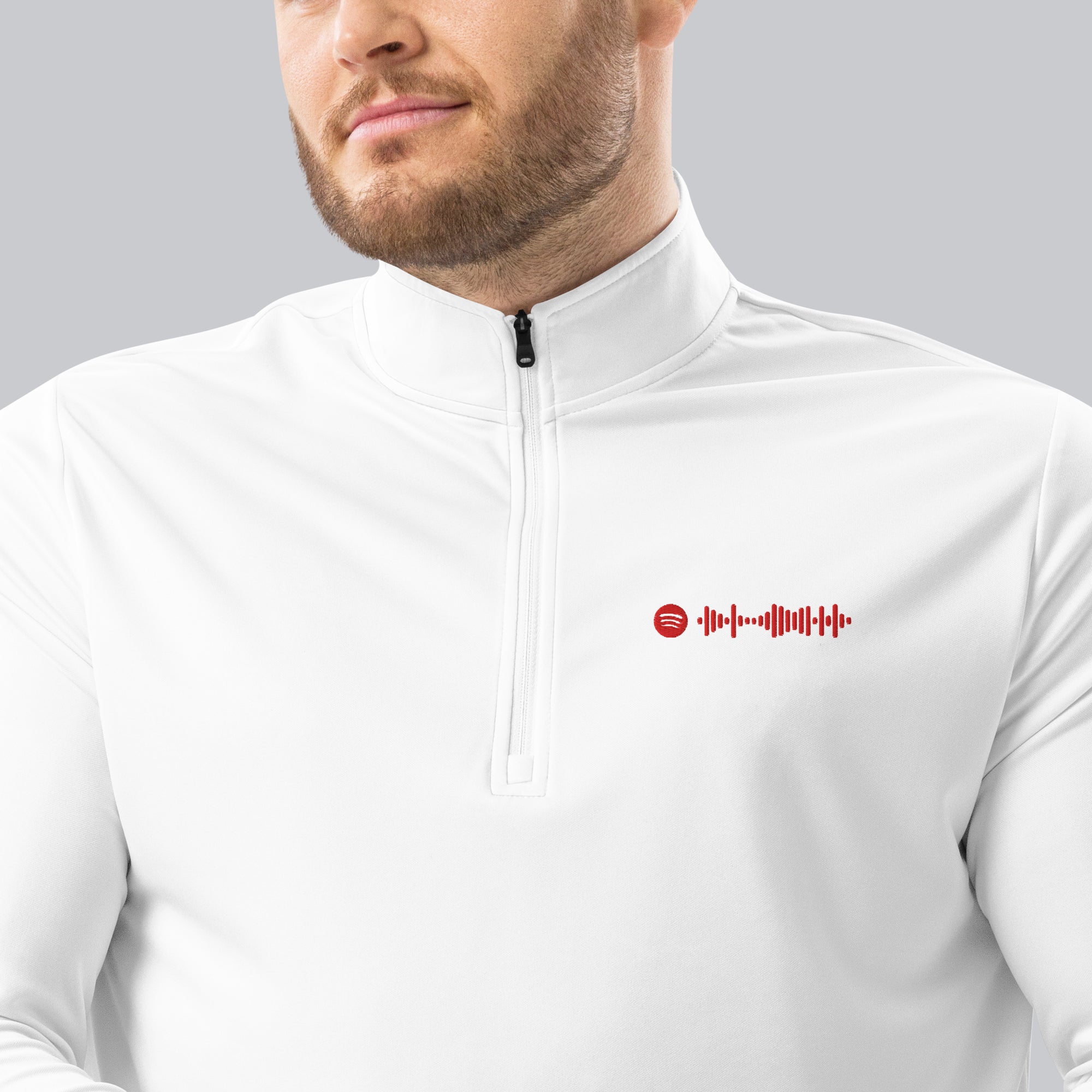 Adidas Zip Sweather White with custom Music Code of your favorite song