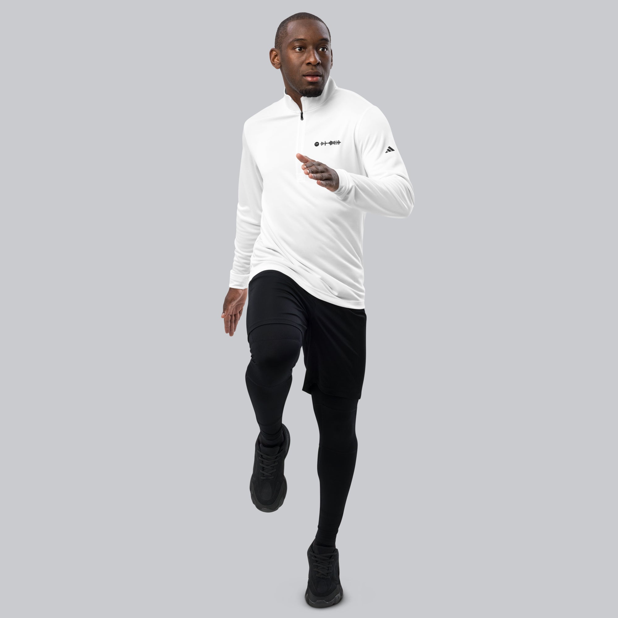 Adidas Zip Sweather White with custom Music Code of your favorite song