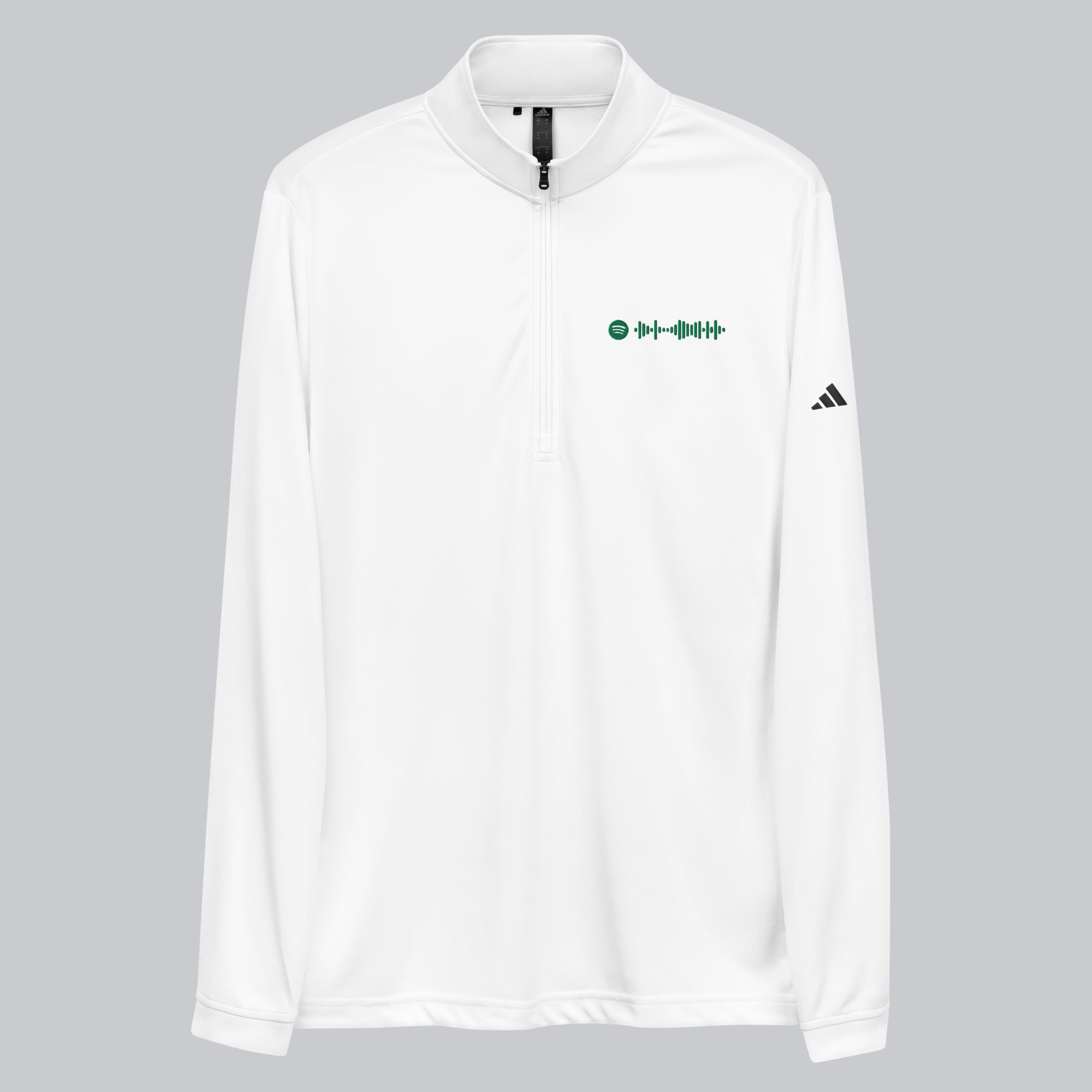 Adidas Zip Sweather White with custom Music Code of your favorite song