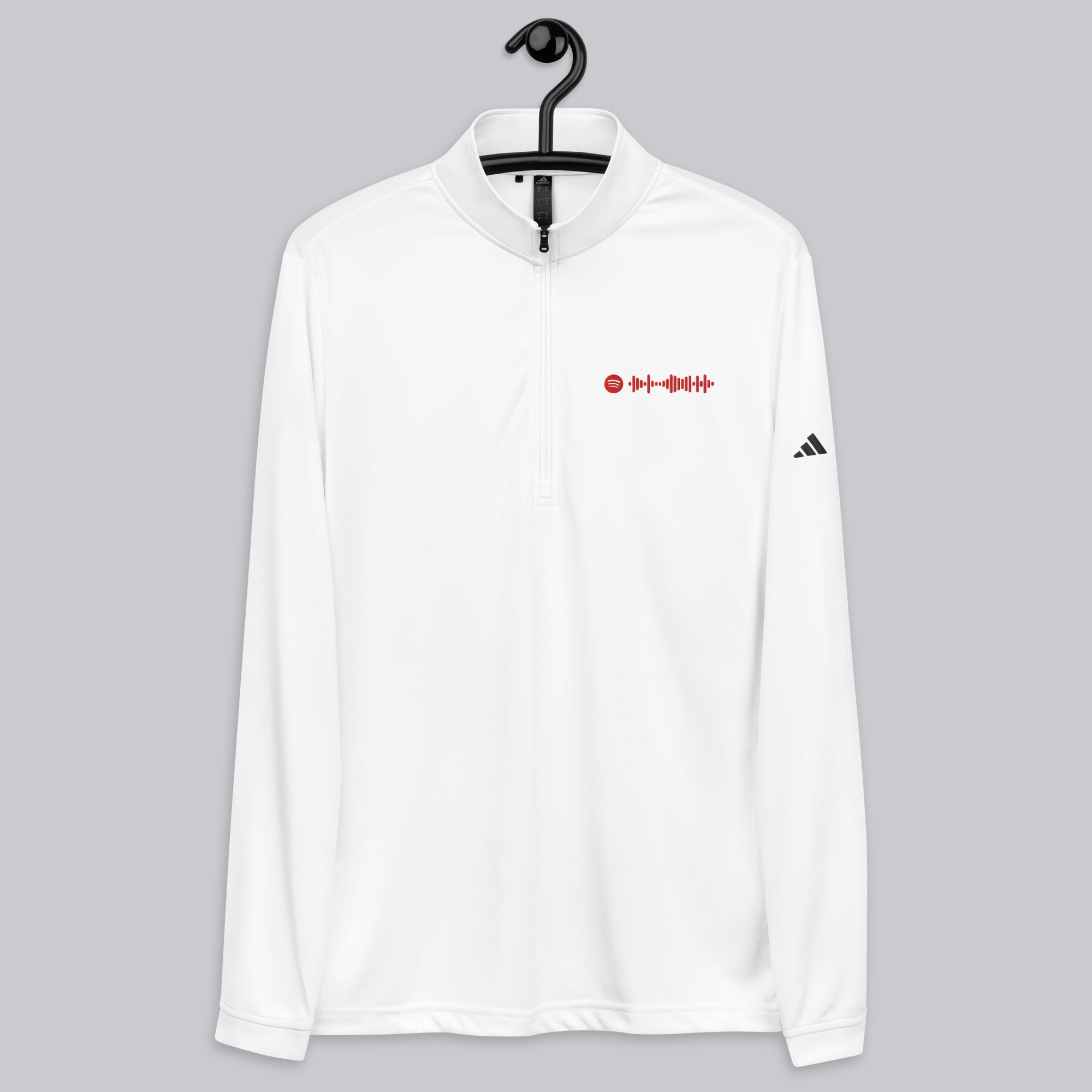 Adidas Zip Sweather White with custom Music Code of your favorite song
