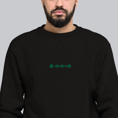Champion Sweatshirt Black with Custom Music Code of your favorite song