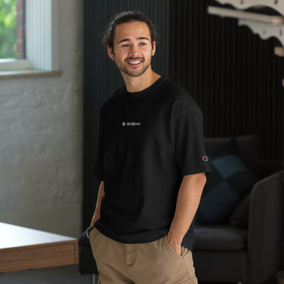 Champion Tshirt Black with Custom Music Code of your favorite song