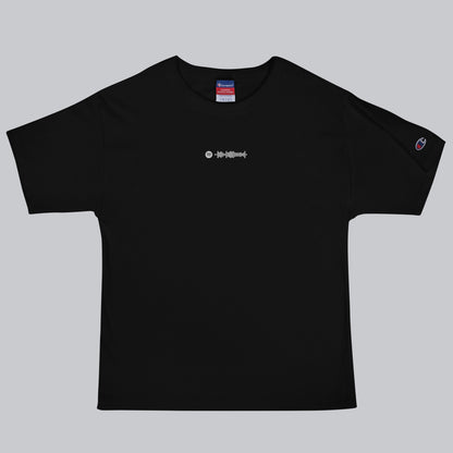 Champion Tshirt Black with Custom Music Code of your favorite song