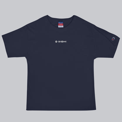 Champion Tshirt Navy with Custom Music Code of your favorite song