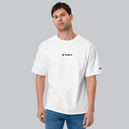 Champion Tshirt White with Custom Music Code of your favorite song